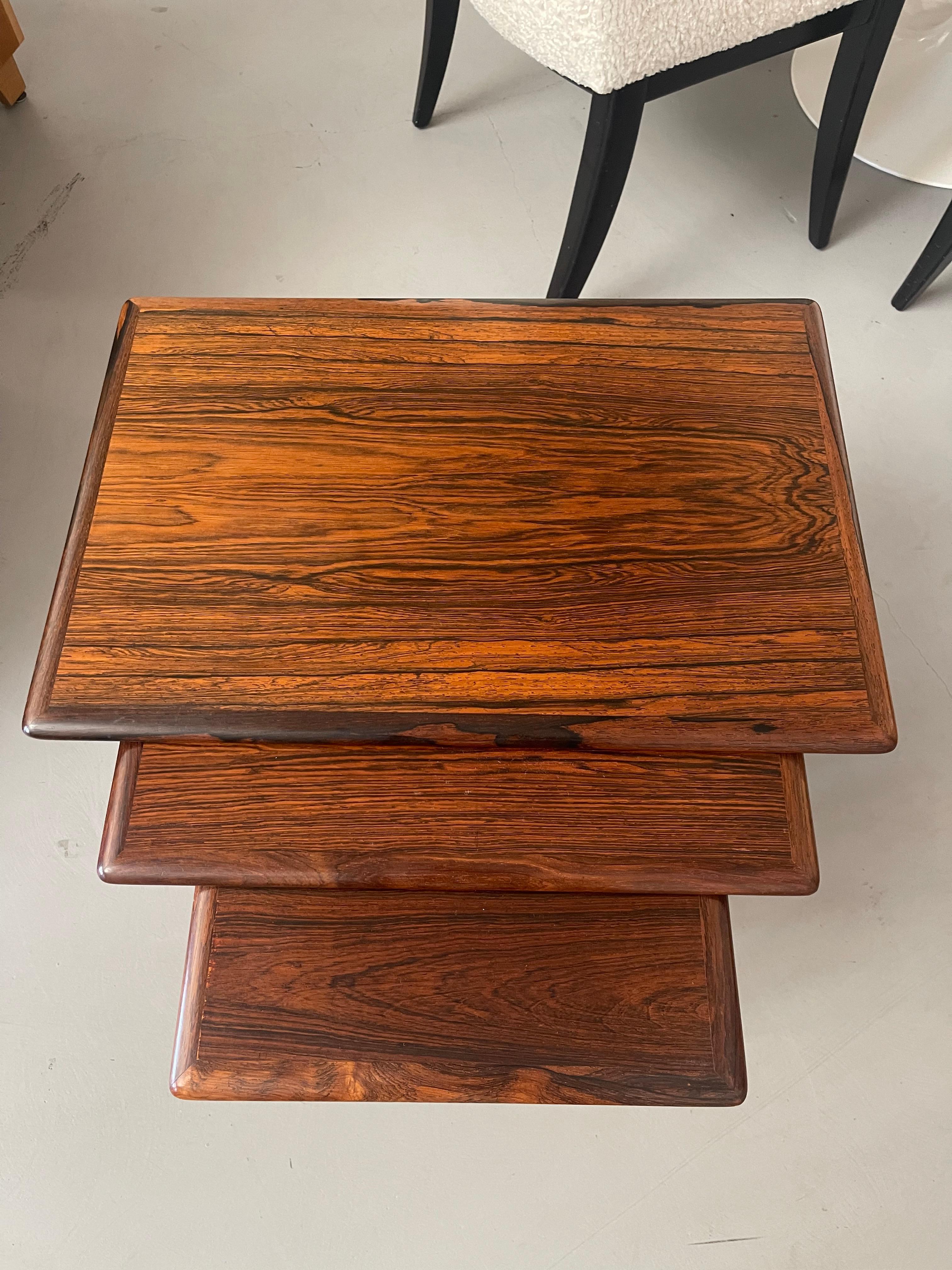 Mid-Century Modern Poul Hundevad Rosewood Nesting Tables