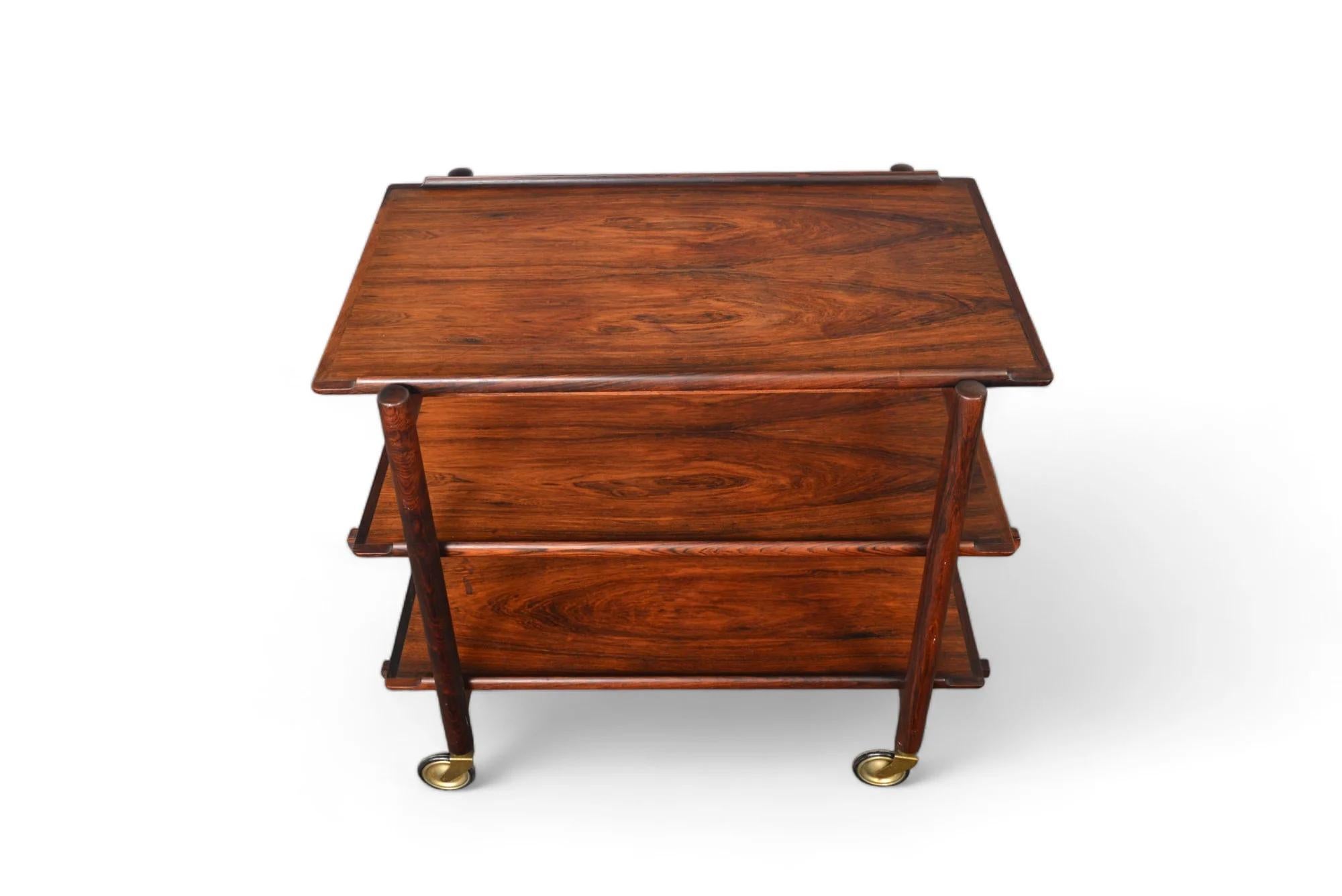 Mid-Century Modern Poul Hundevad Rosewood Three Tiered Bar Cart