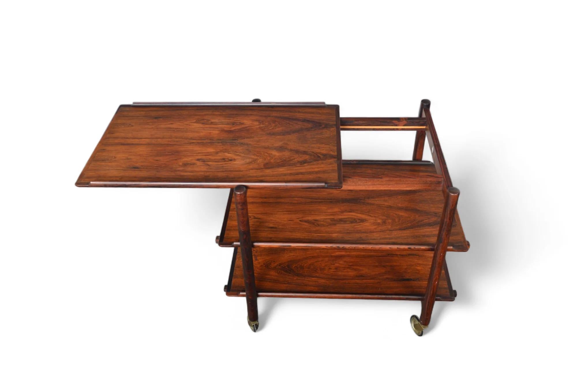 Poul Hundevad Rosewood Three Tiered Bar Cart In Good Condition In Berkeley, CA