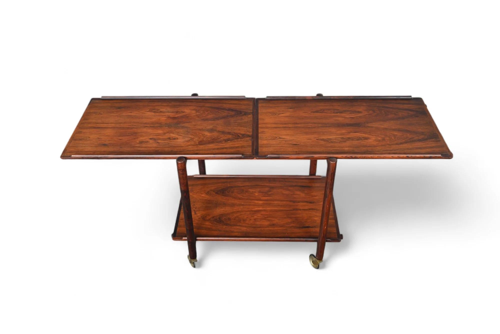 20th Century Poul Hundevad Rosewood Three Tiered Bar Cart