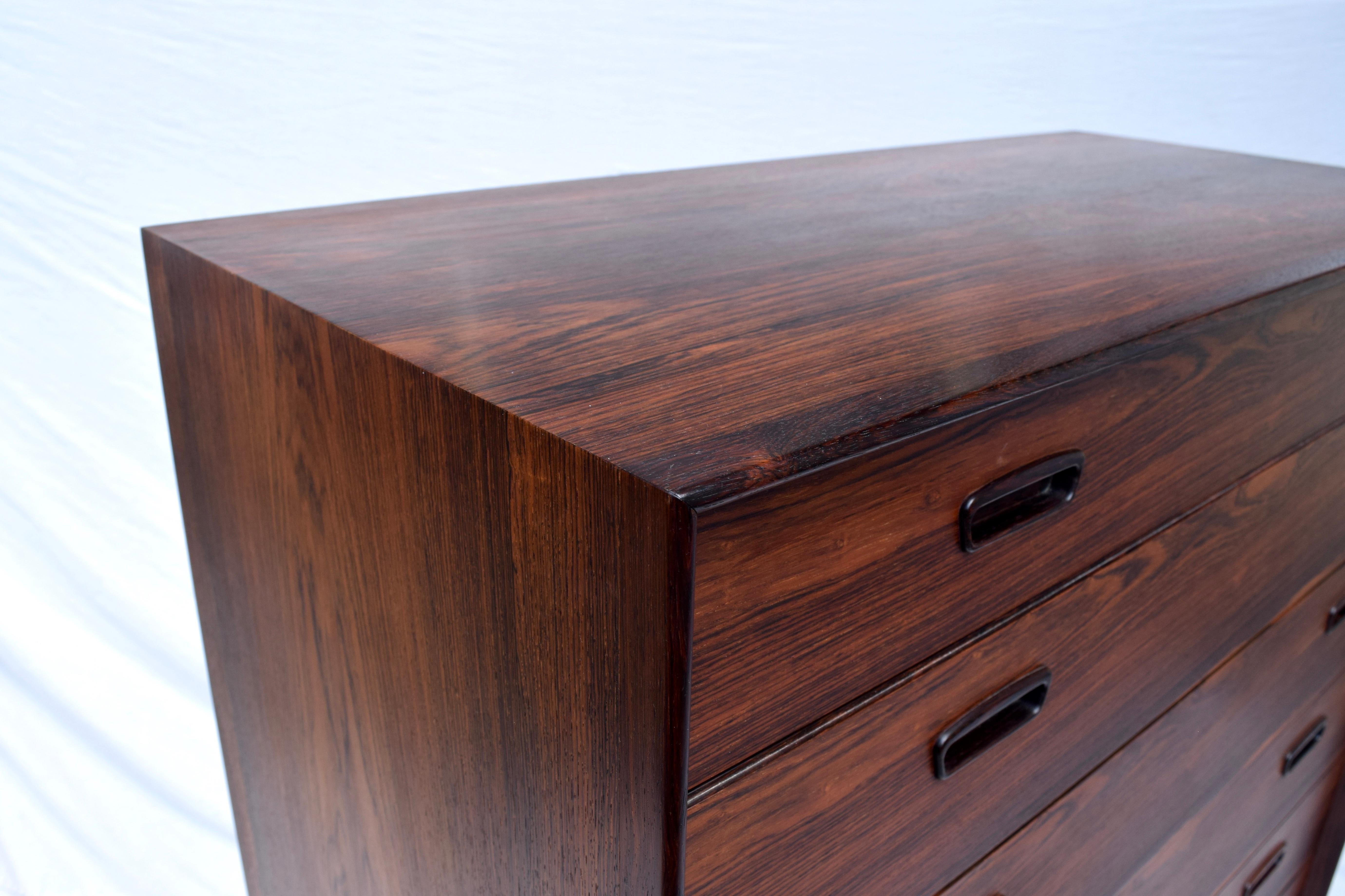 Danish Poul Hundevad Rosewood Upright Chest of Drawers, 1960s