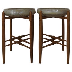 Poul Hundevad Tavolini in legno e ceramica scandinavi del Medioevo, Danimarca 1960