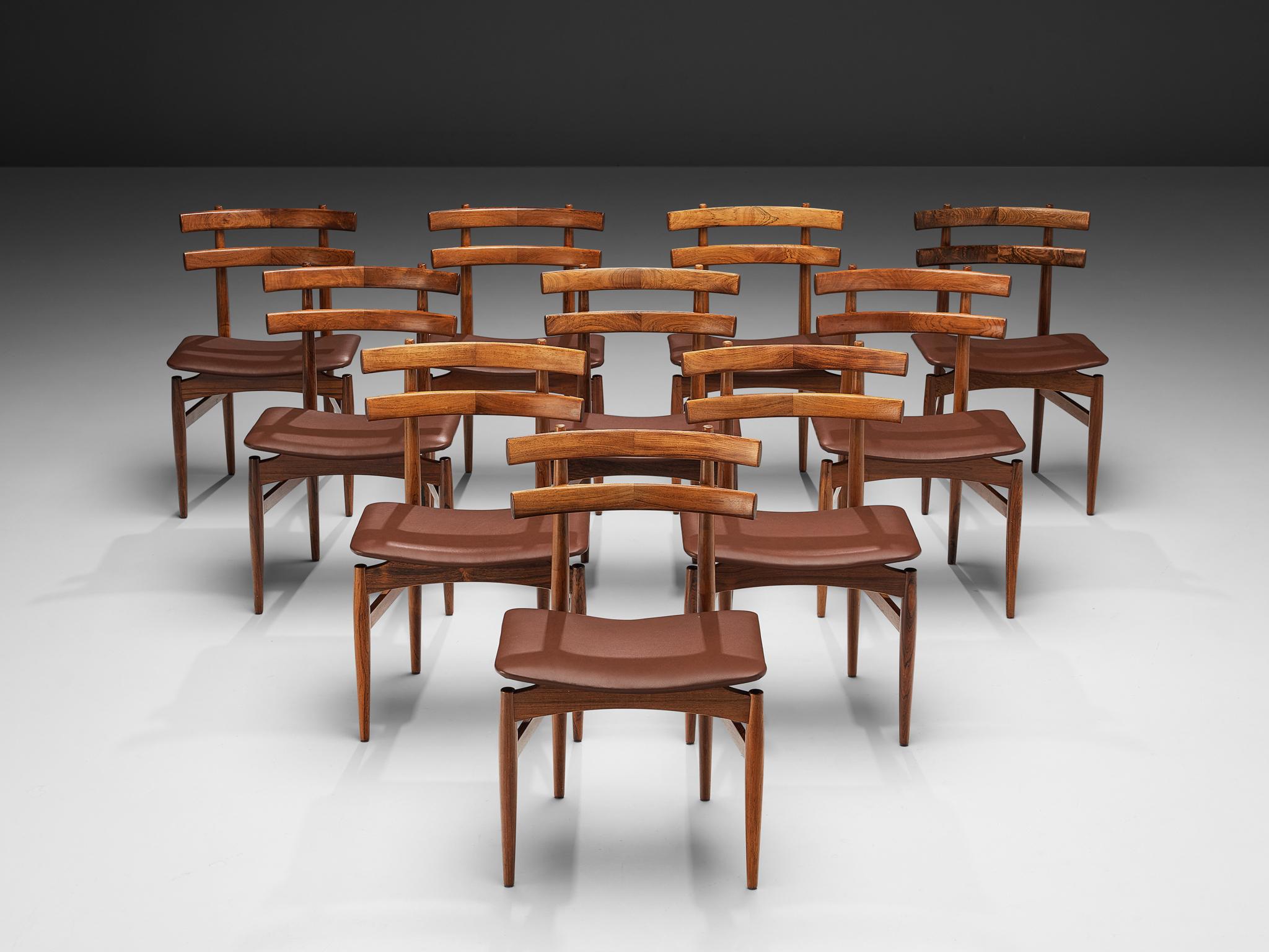 Poul Hundevad Set of Ten Dining Chairs Model 30 in Rosewood 3