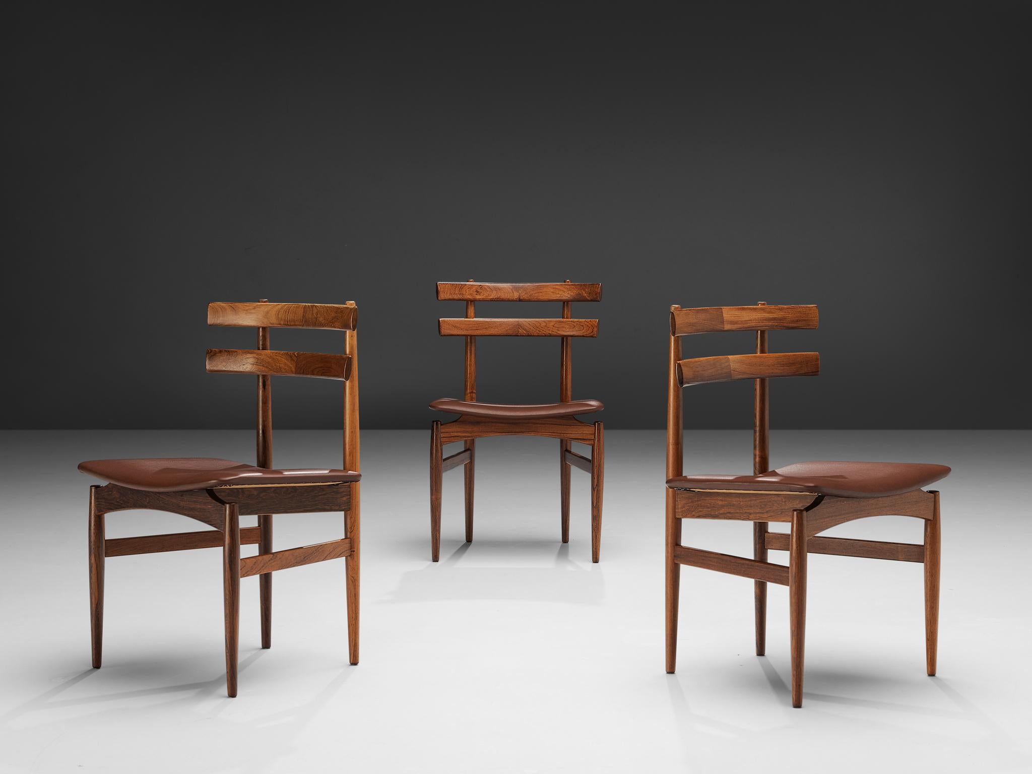 Danish Poul Hundevad Set of Ten Dining Chairs Model 30 in Rosewood
