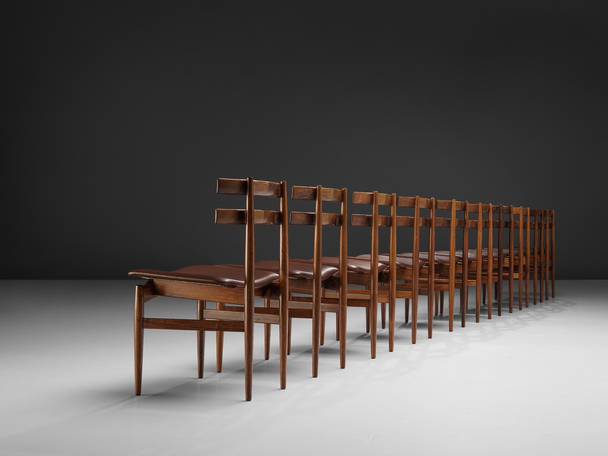 Poul Hundevad Set of Ten Dining Chairs Model 30 in Rosewood 2