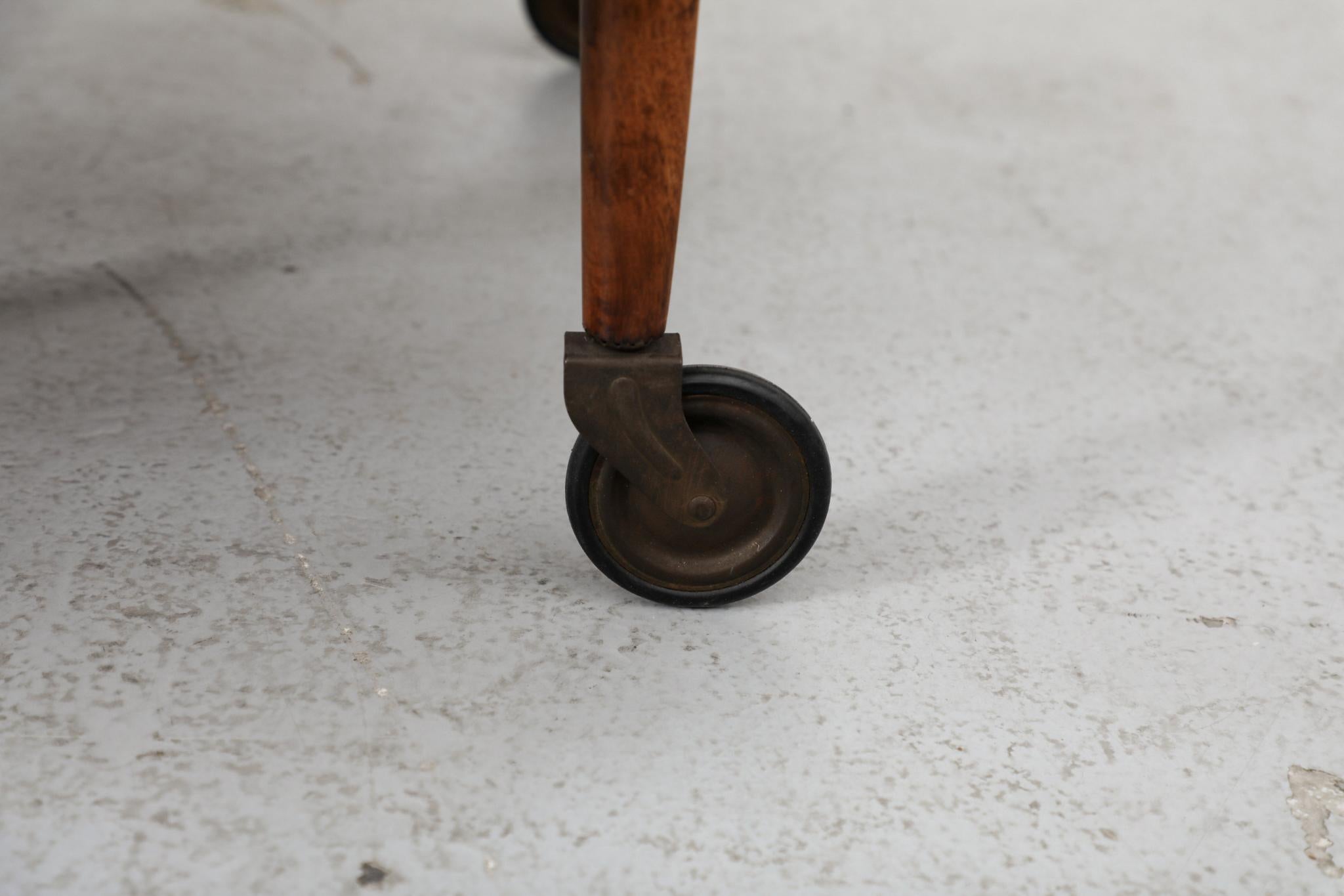 Poul Hundevad Style Danish Two Tiered Rolling Serving Cart with Organic Carvings For Sale 13