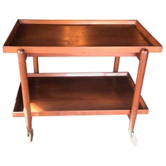Vintage Poul Hundevad Teak Danish Serving Tea Cart Trolley Tray Side Table