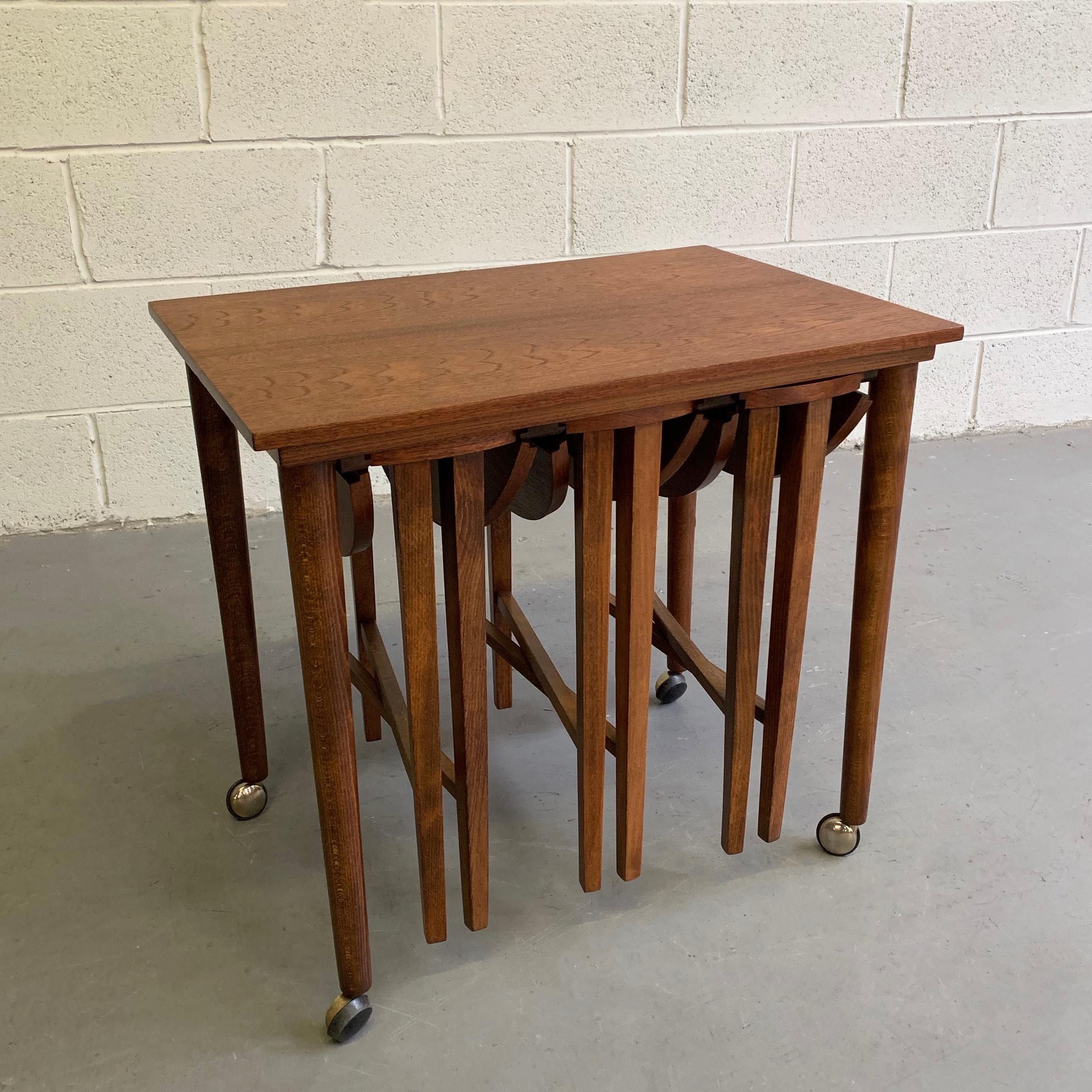 Scandinavian Modern Poul Hundevad Teak Nesting Folding Side Tables