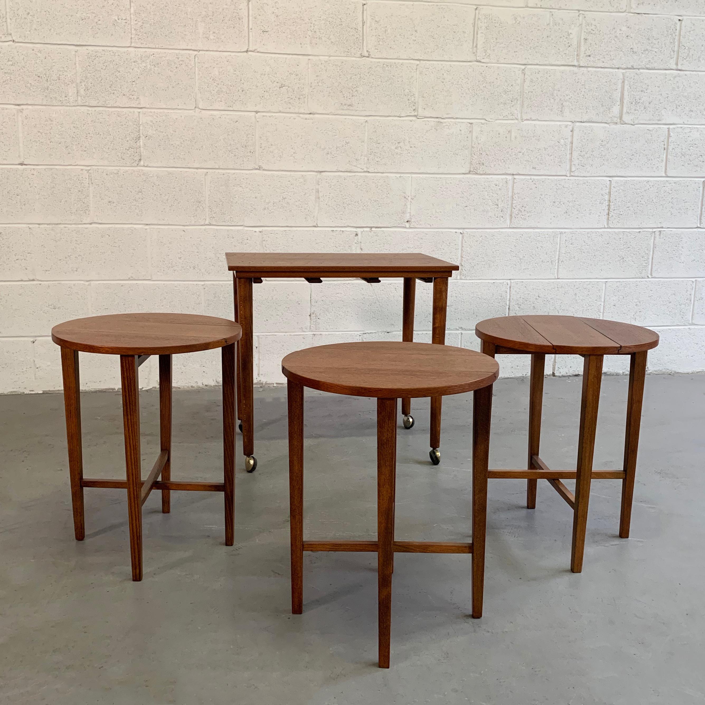 Czech Poul Hundevad Teak Nesting Folding Side Tables
