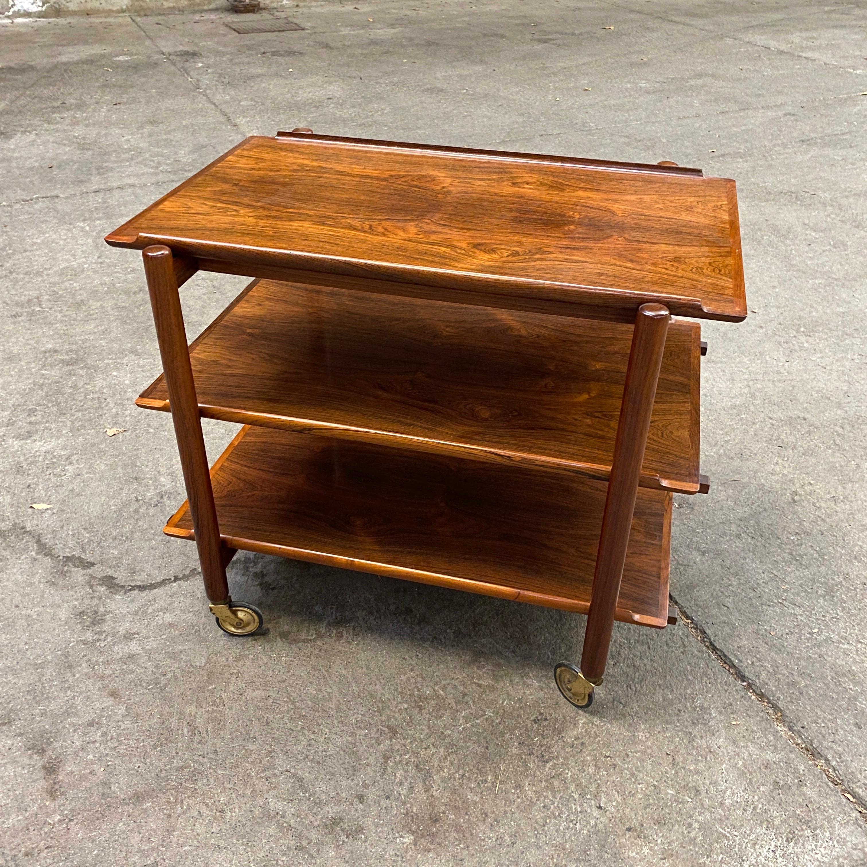 Rare rosewood trolley designed by Poul Hundevad. 
Produced by Poul Hundevad & Co Vamdrup in Denmark.