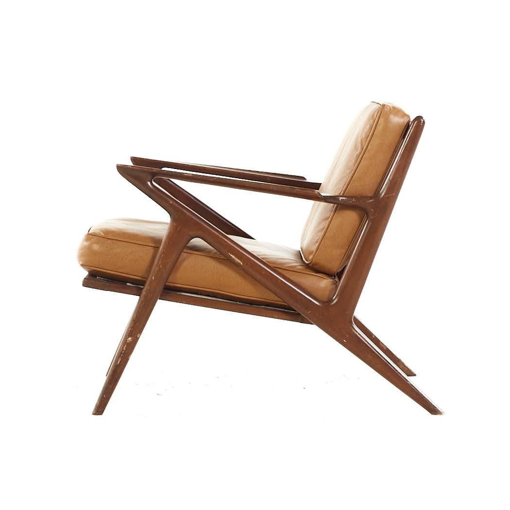 Poul Jensen for Selig Mid Century Danish Walnut Z Lounge Chair For Sale 1