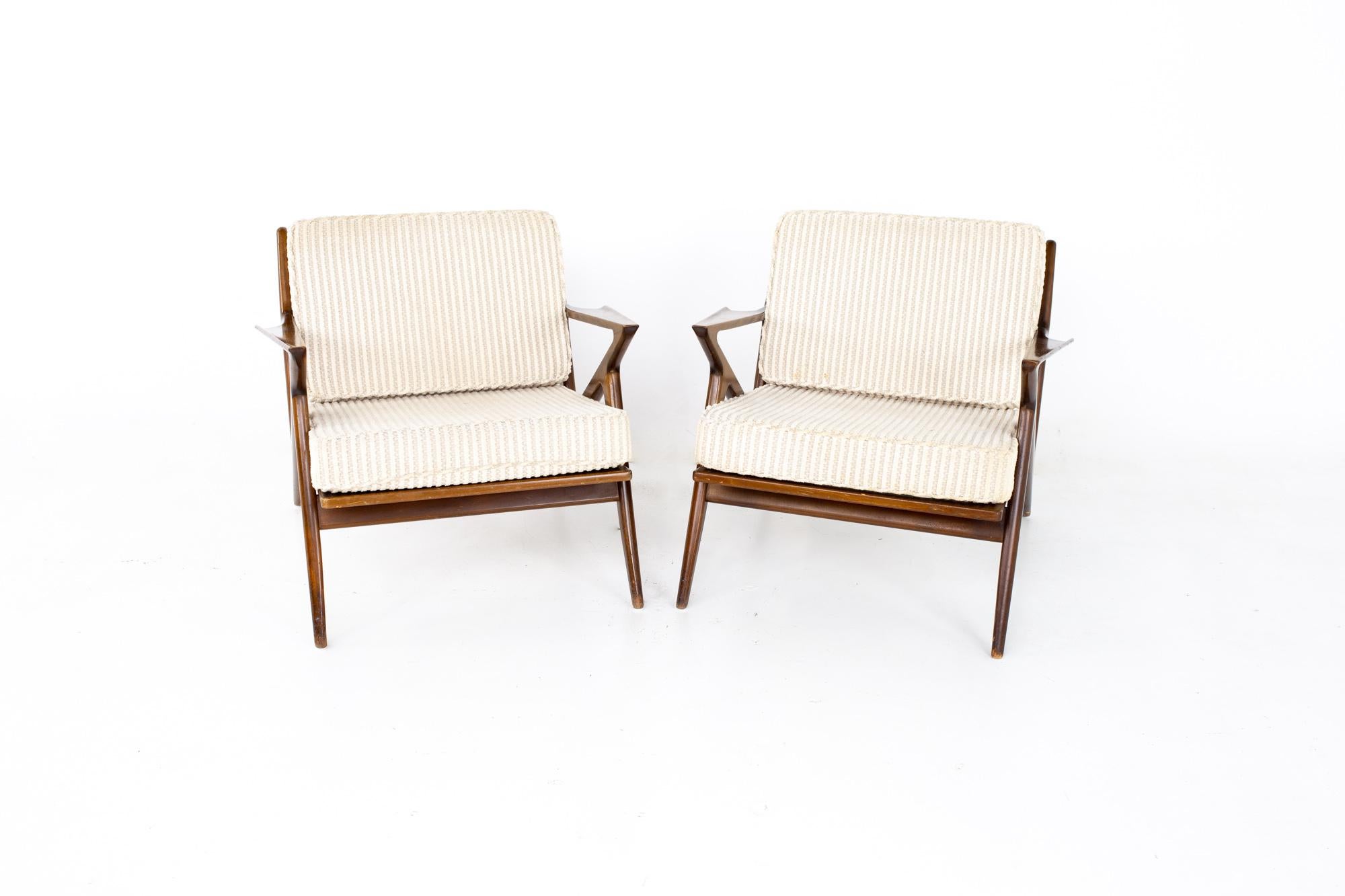 American Poul Jensen for Selig Mid Century Z Lounge Chair - Pair