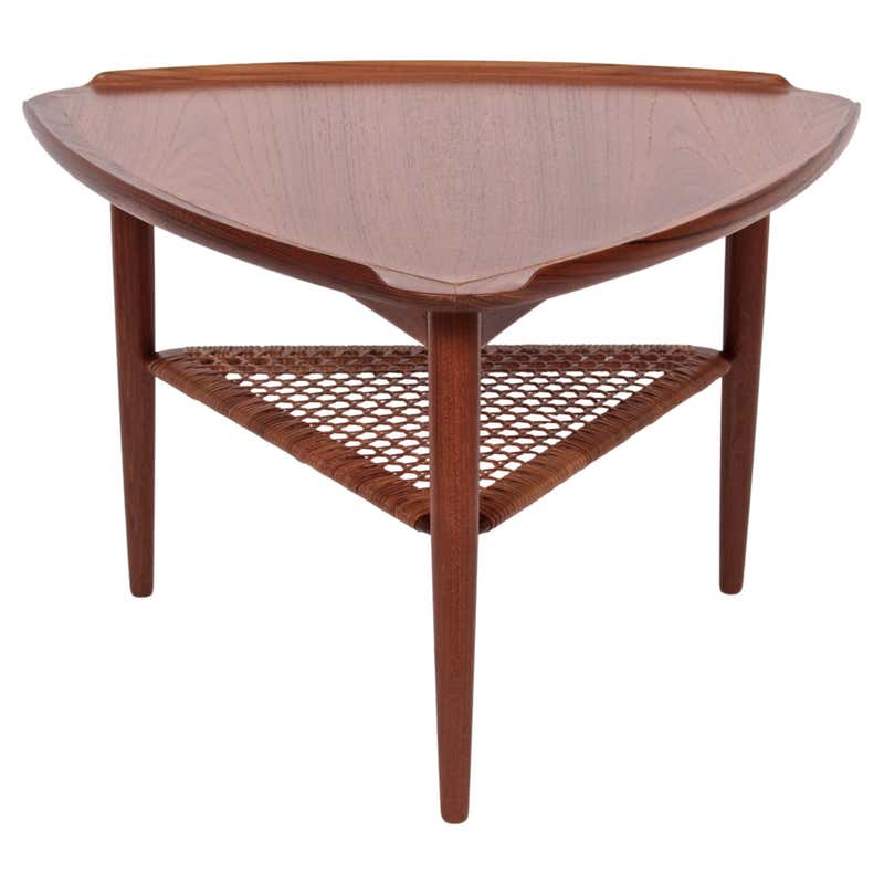 Rounded triangle Shape Teak Danish Modern Side Occasional Table Stand ...