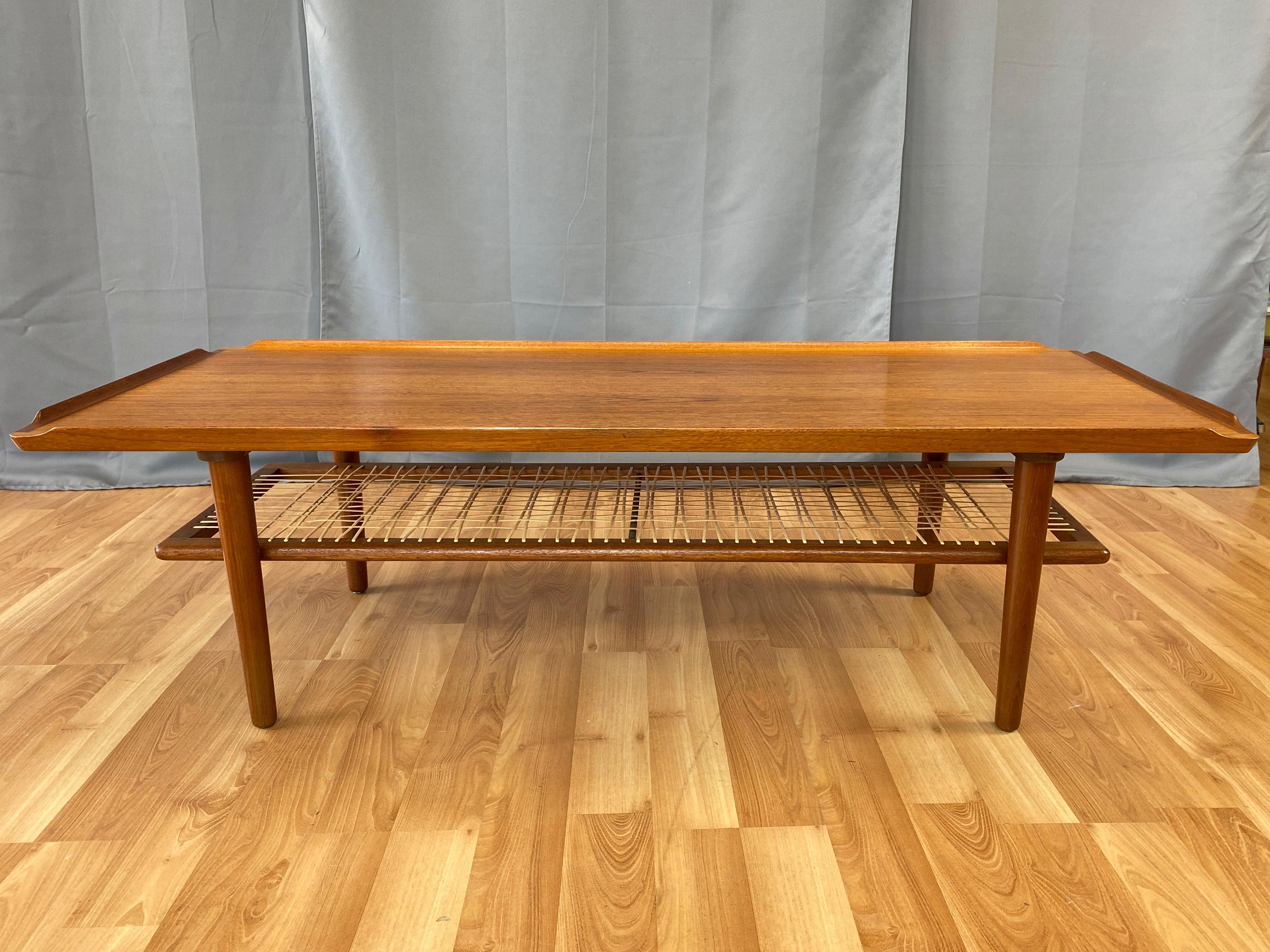 Poul Jensen for Selig Teak & Rattan Two-Tier Danish Modern Coffee Table, 1960s 2