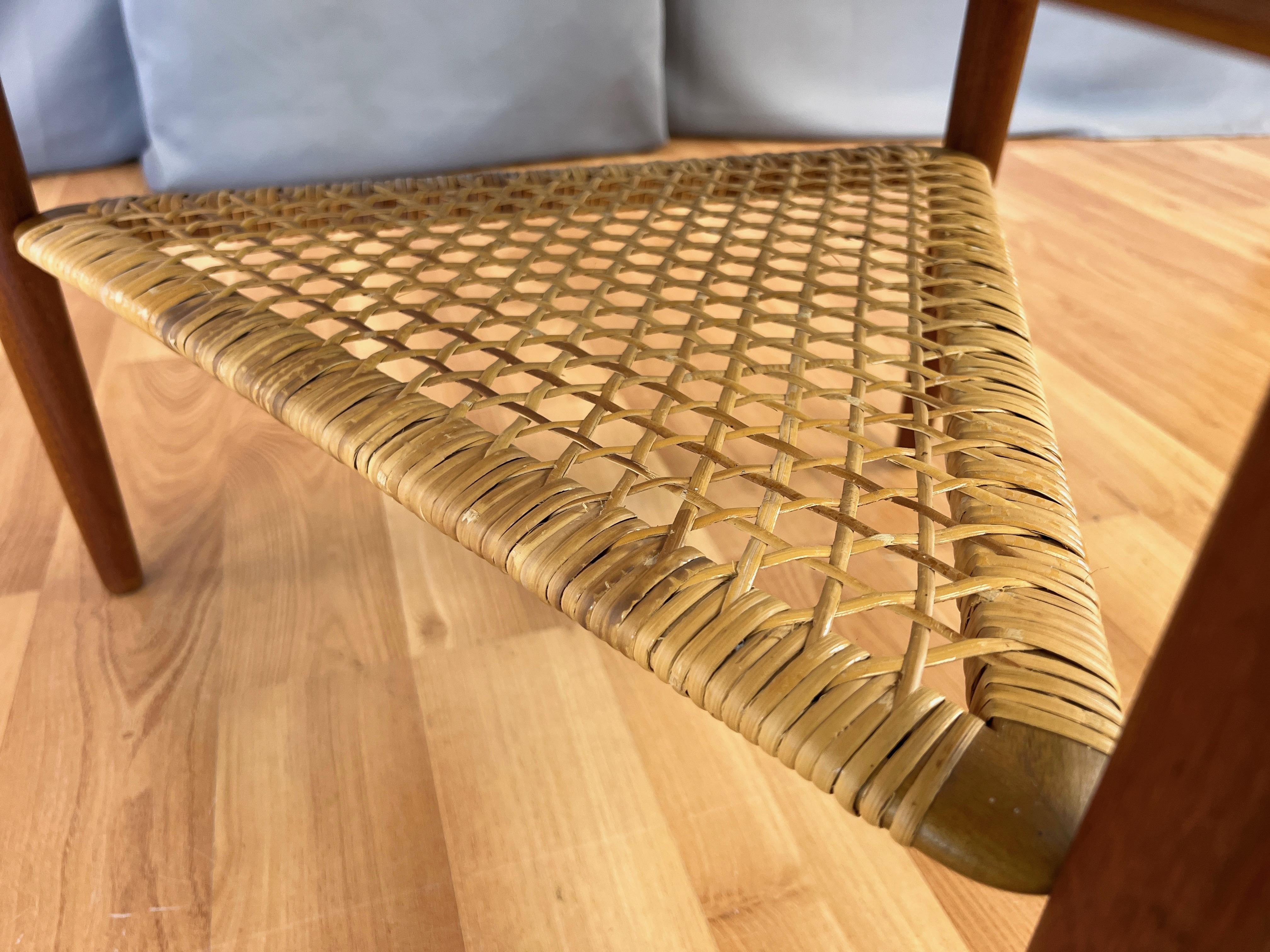 Poul Jensen for Selig Triangular Teak and Woven Cane 