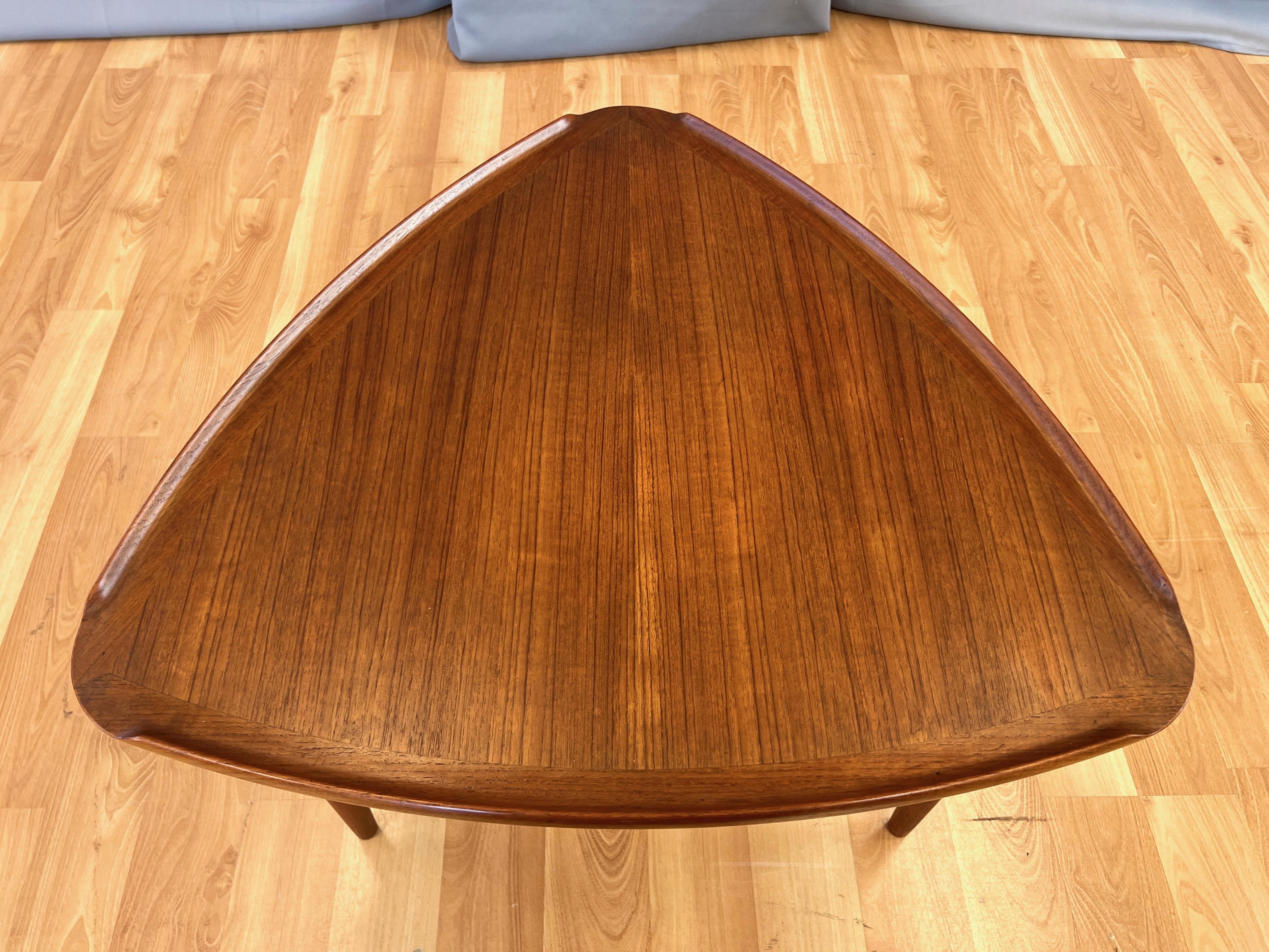 Poul Jensen for Selig Triangular Teak and Woven Cane 