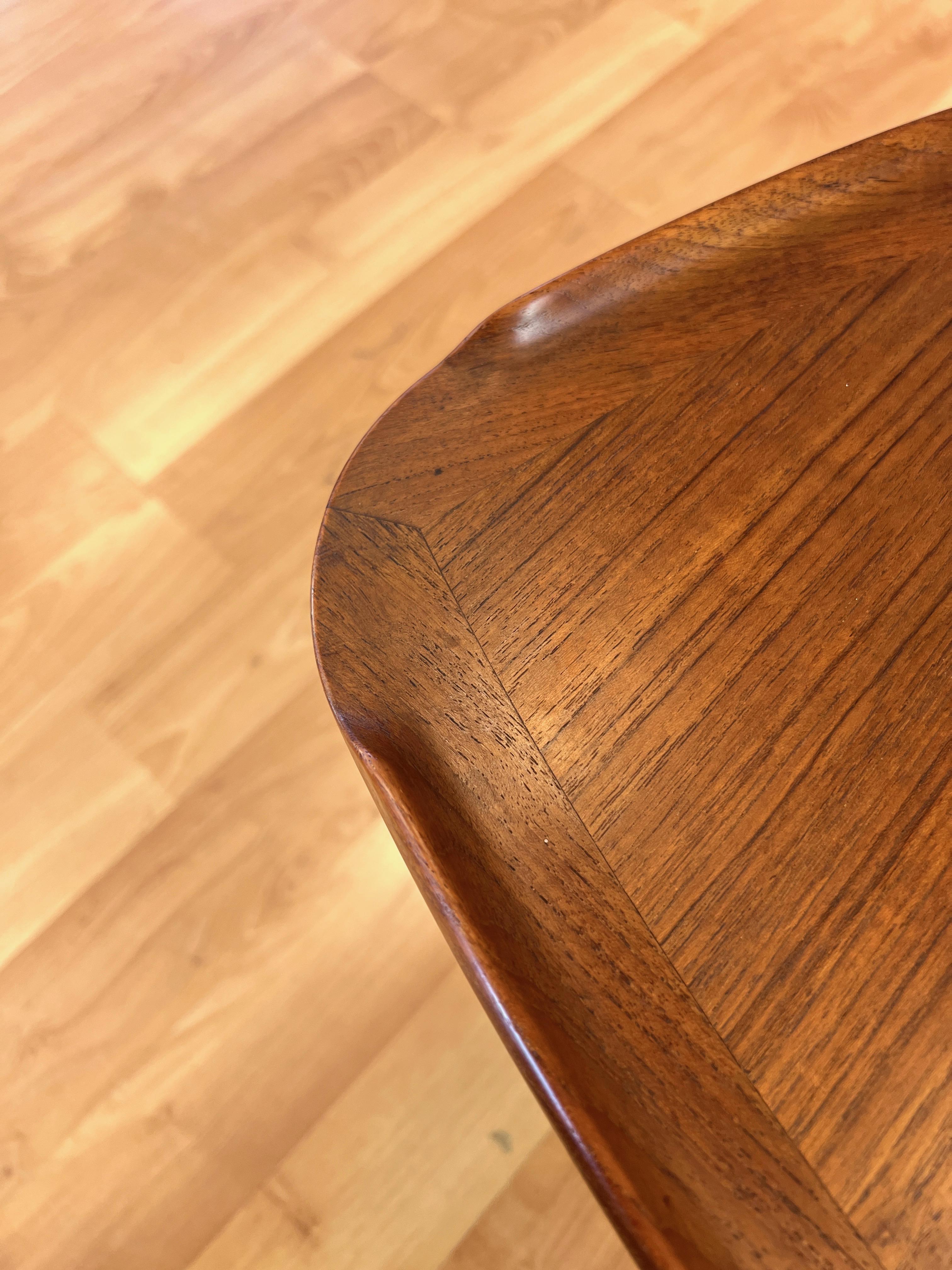 Poul Jensen for Selig Triangular Teak and Woven Cane 