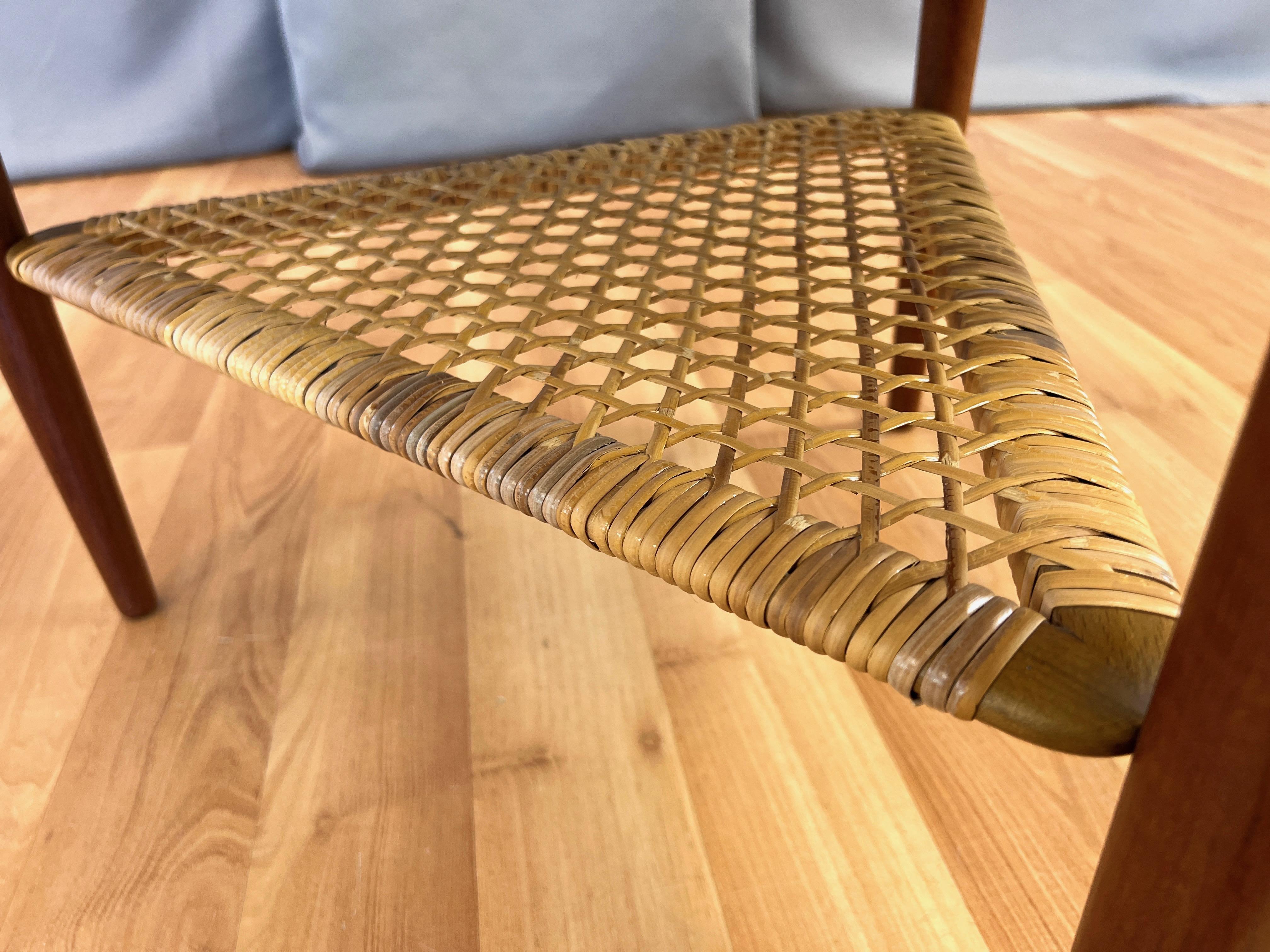 Poul Jensen for Selig Triangular Teak and Woven Cane 