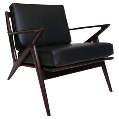 Poul Jensen for Selig Z Lounge Chair in Black Leather