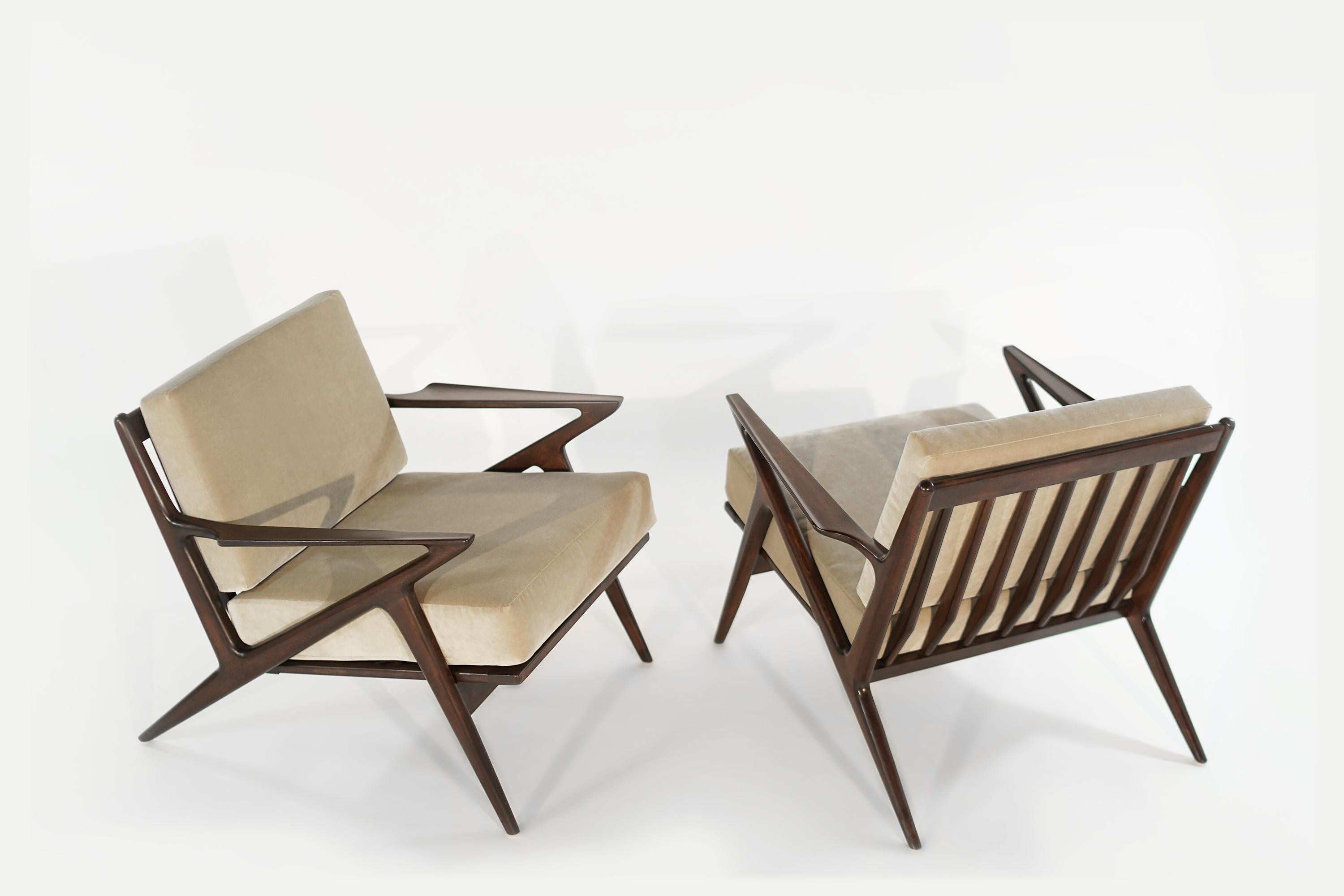 Danish Poul Jensen for Selig 'Z' Lounge Chairs, Denmark, circa 1950s