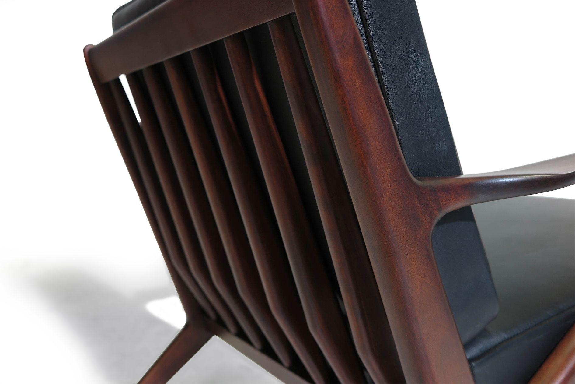 Scandinavian Modern Poul Jensen for Selig Z Mid-century Danish Lounge Chair in Black Leather For Sale