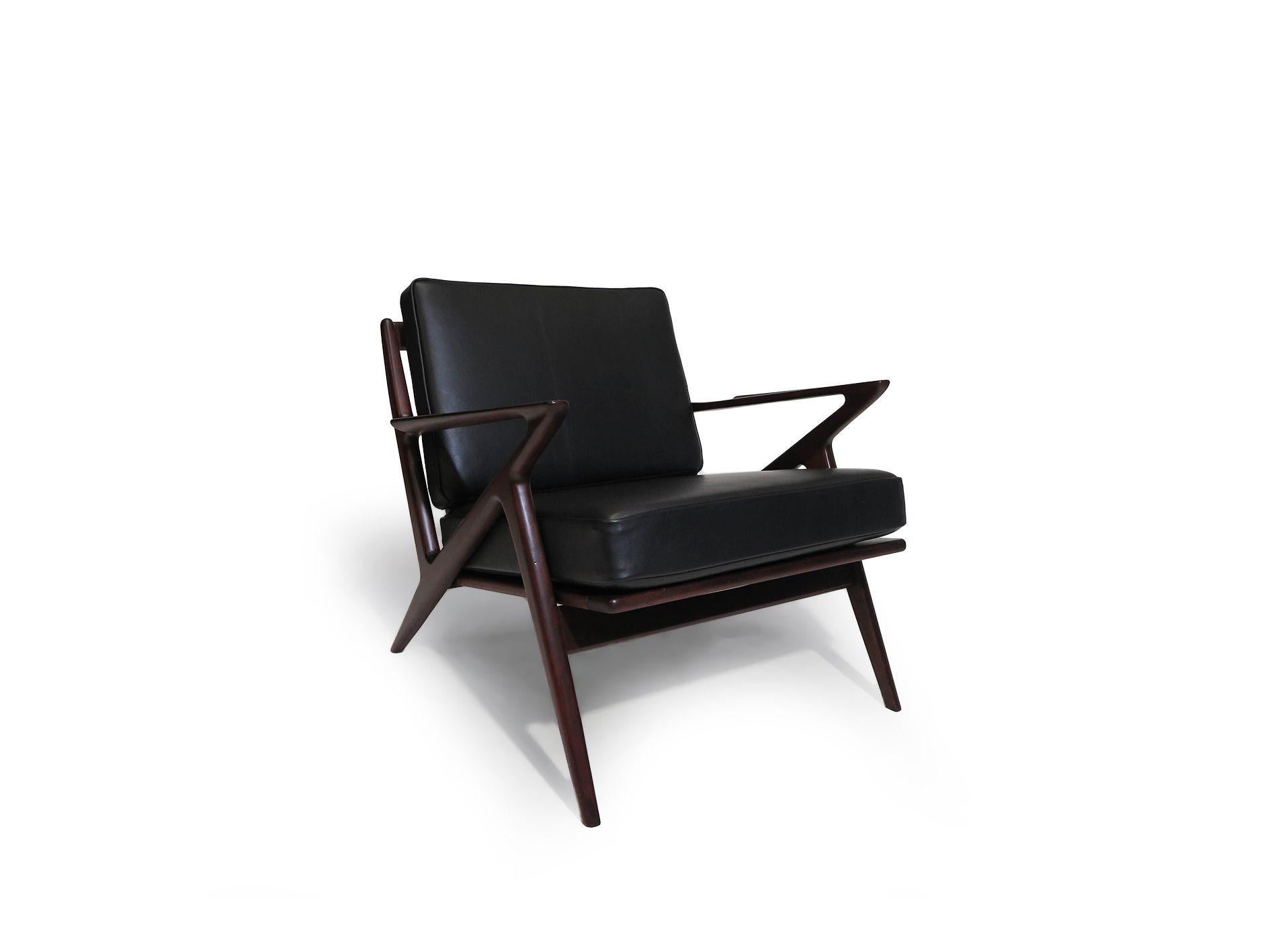 Oiled Poul Jensen for Selig Z Mid-century Danish Lounge Chair in Black Leather For Sale