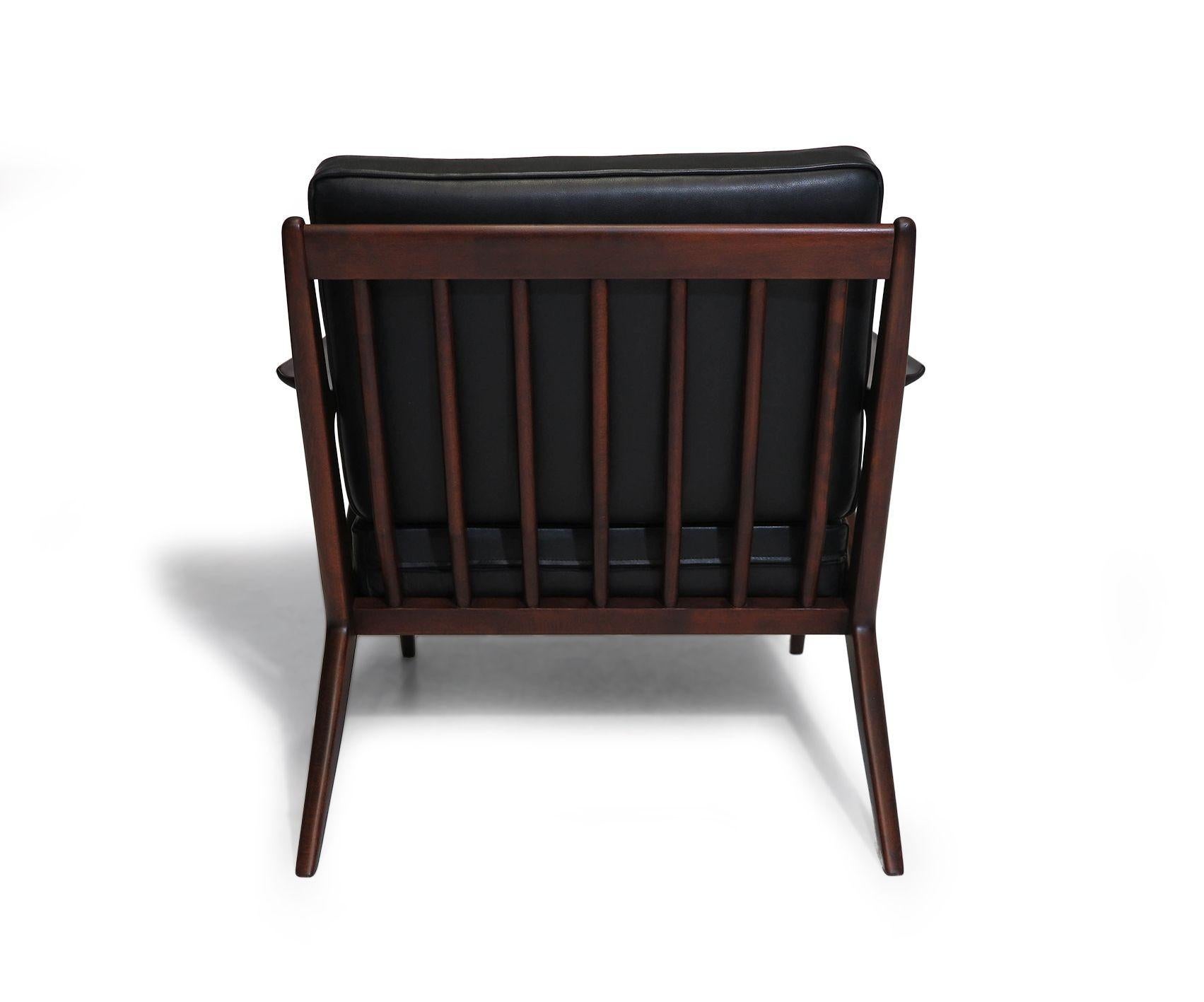 20th Century Poul Jensen for Selig Z Mid-century Danish Lounge Chair in Black Leather For Sale