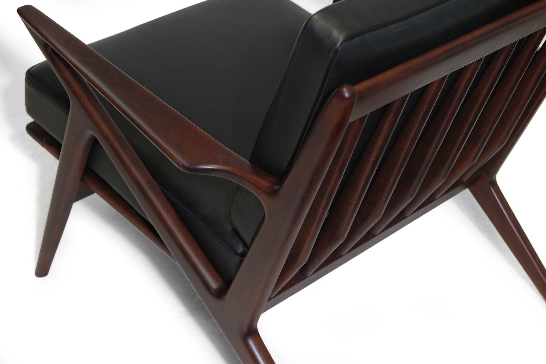 Poul Jensen for Selig Z Mid-century Danish Lounge Chair in Black Leather For Sale 1