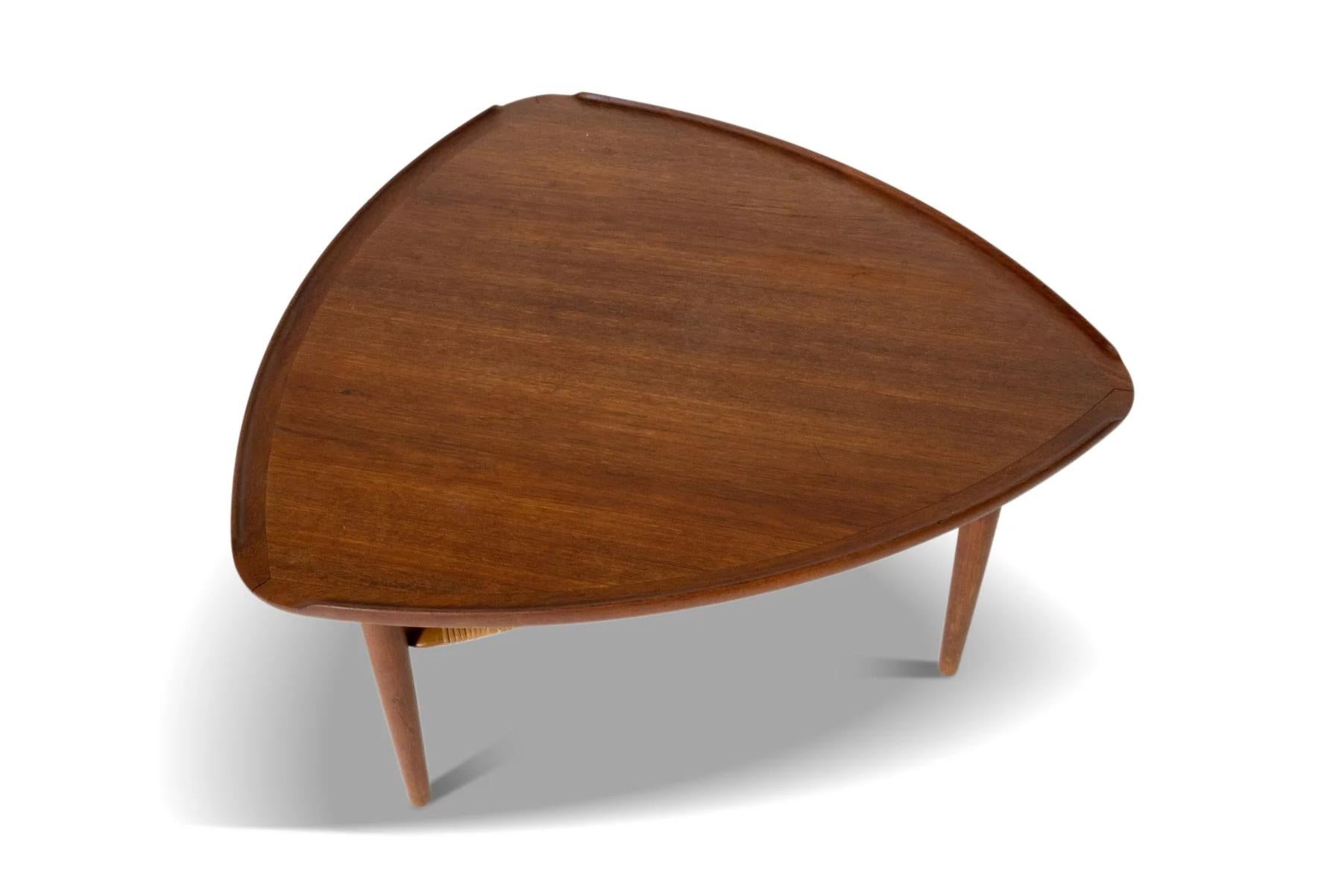Mid-Century Modern Poul jensen guitar pick side table with cane rack For Sale