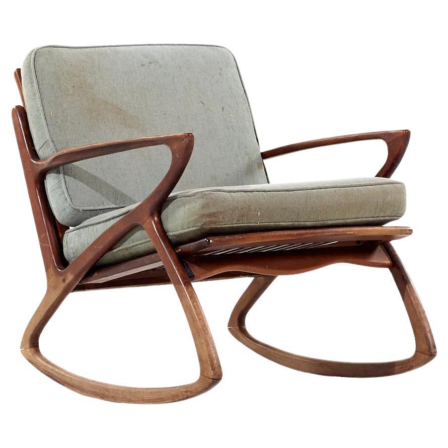SOLD 02/21/24 Poul Jensen Style Mid Century Walnut Rocking Chair
