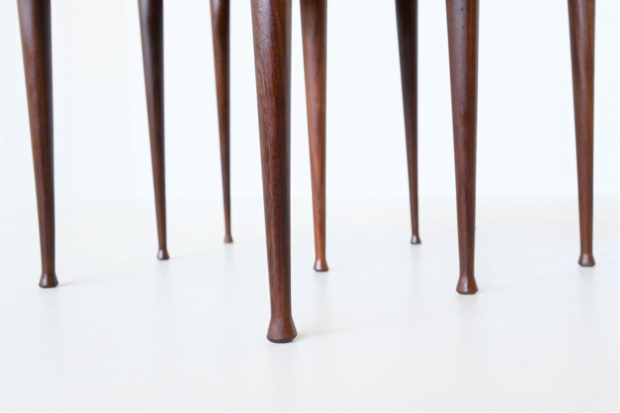 Poul Jensen Style Nesting Tables Teak Wood Denmark 1960 2