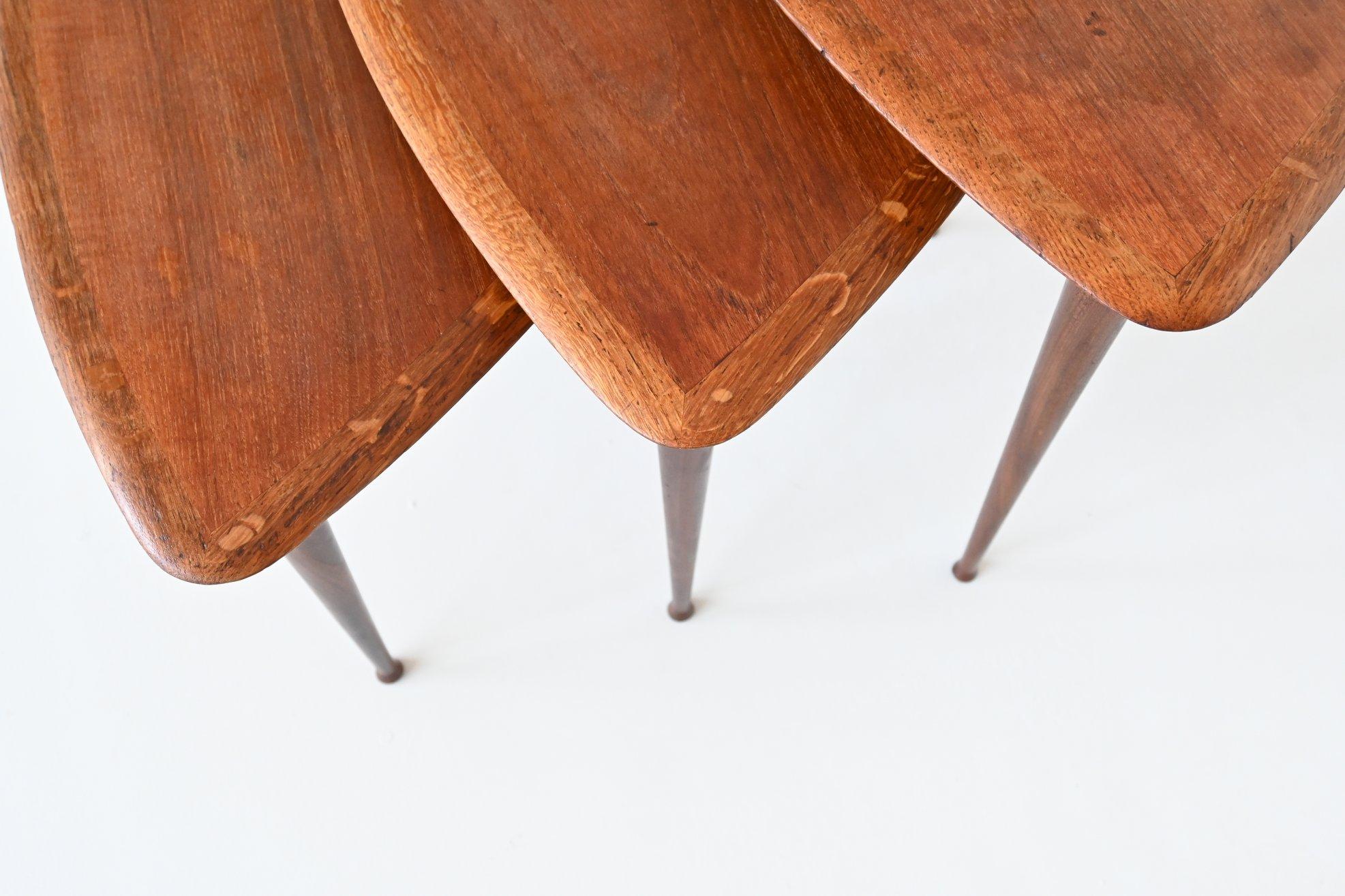 Poul Jensen Style Nesting Tables Teak Wood Denmark 1960 3