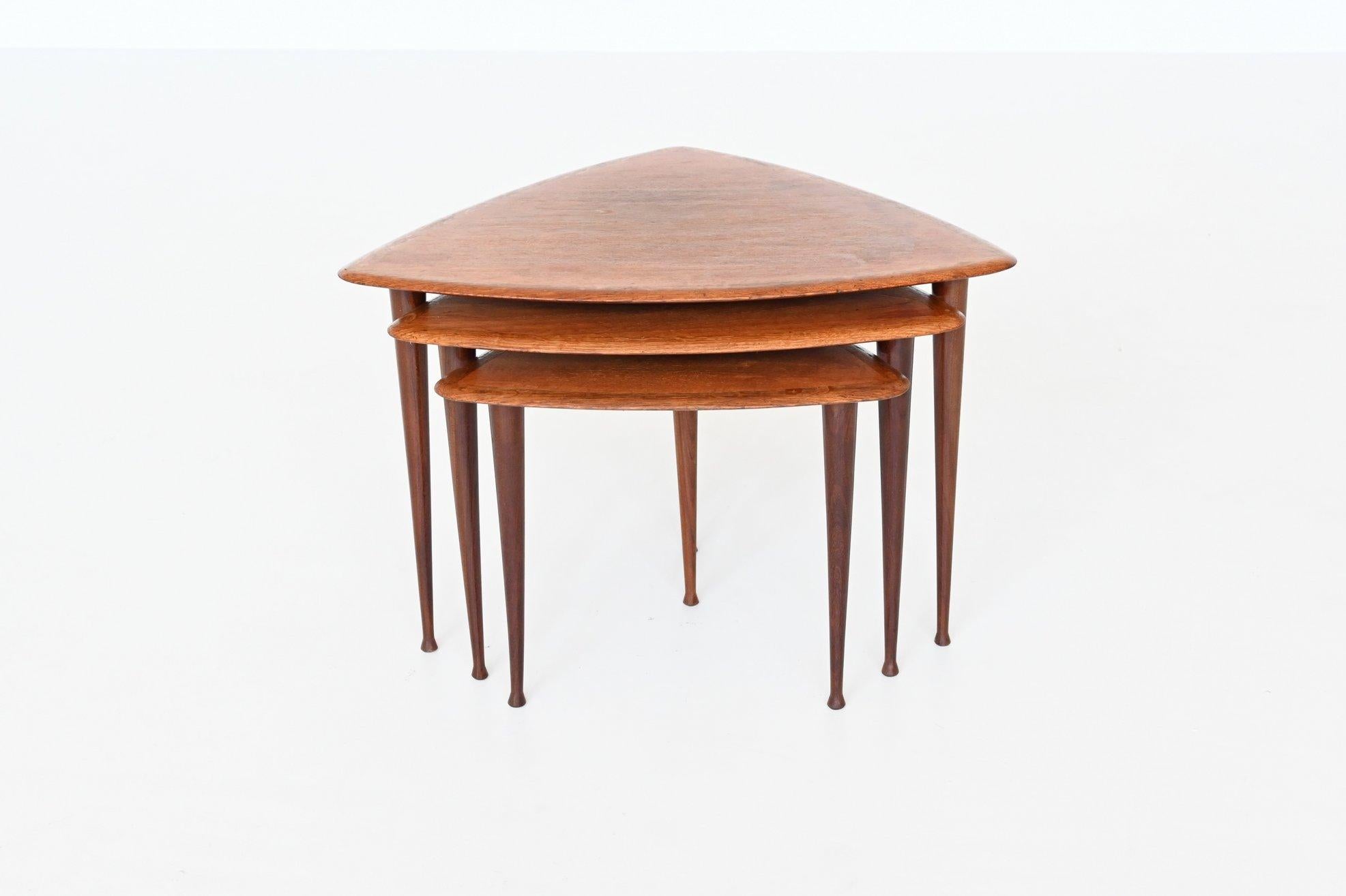 Poul Jensen Style Nesting Tables Teak Wood Denmark 1960 In Good Condition In Etten-Leur, NL
