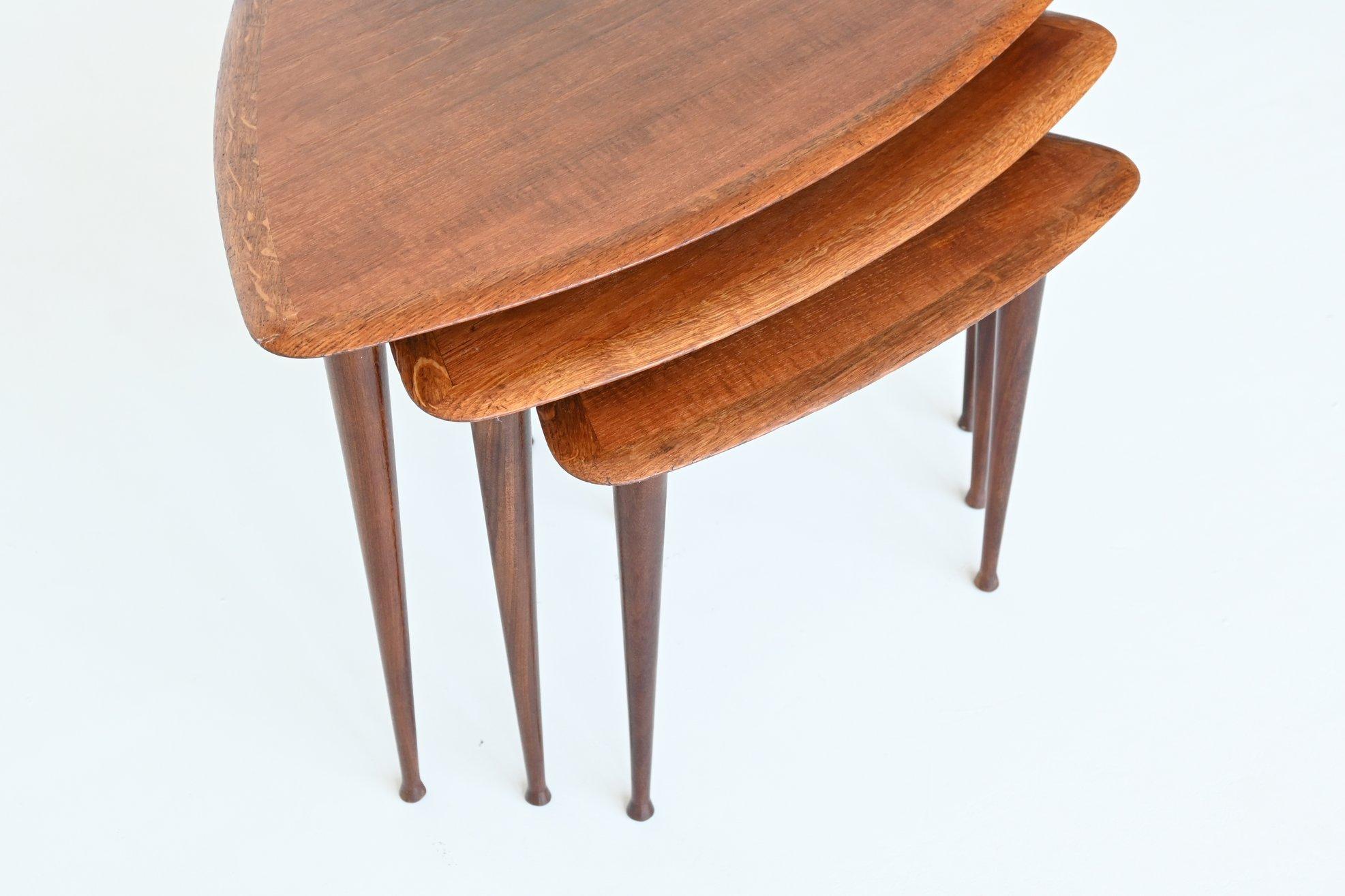 Mid-20th Century Poul Jensen Style Nesting Tables Teak Wood Denmark 1960