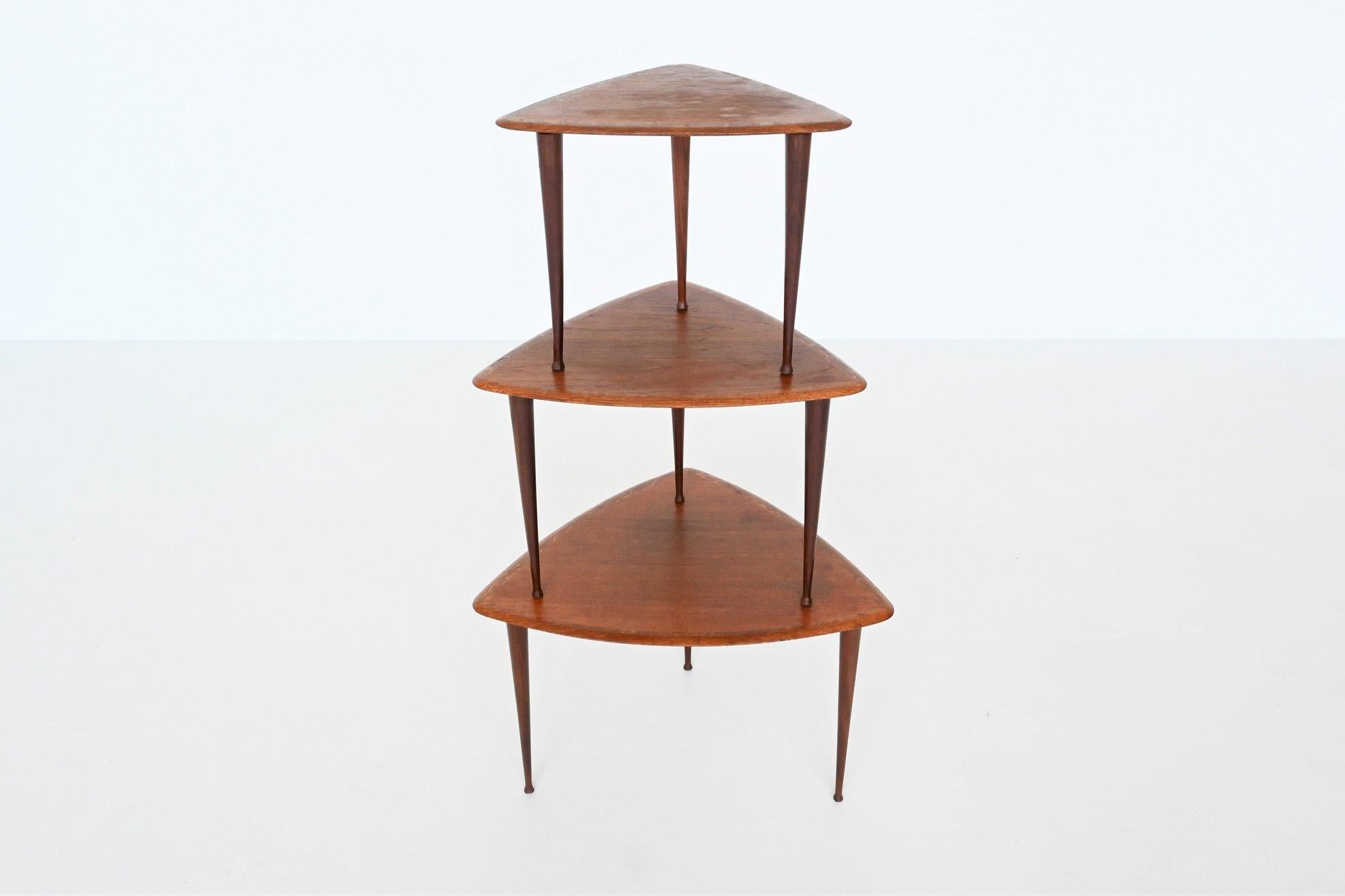 Poul Jensen Style Nesting Tables Teak Wood Denmark 1960 1