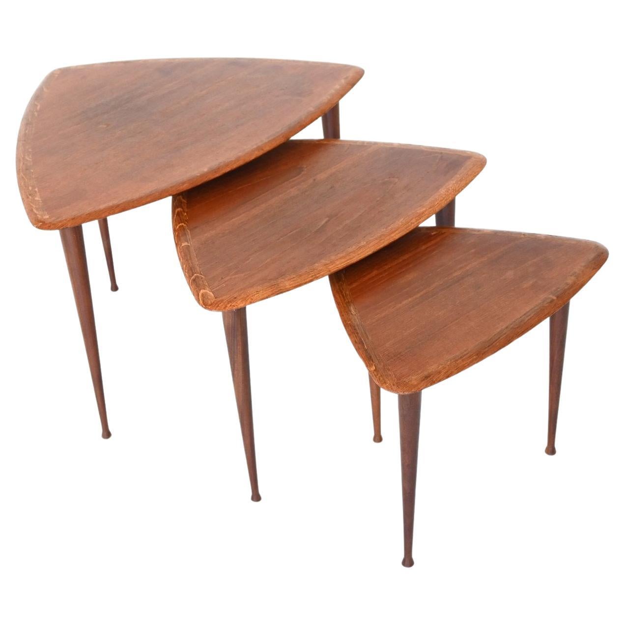 Poul Jensen Style Nesting Tables Teak Wood Denmark 1960