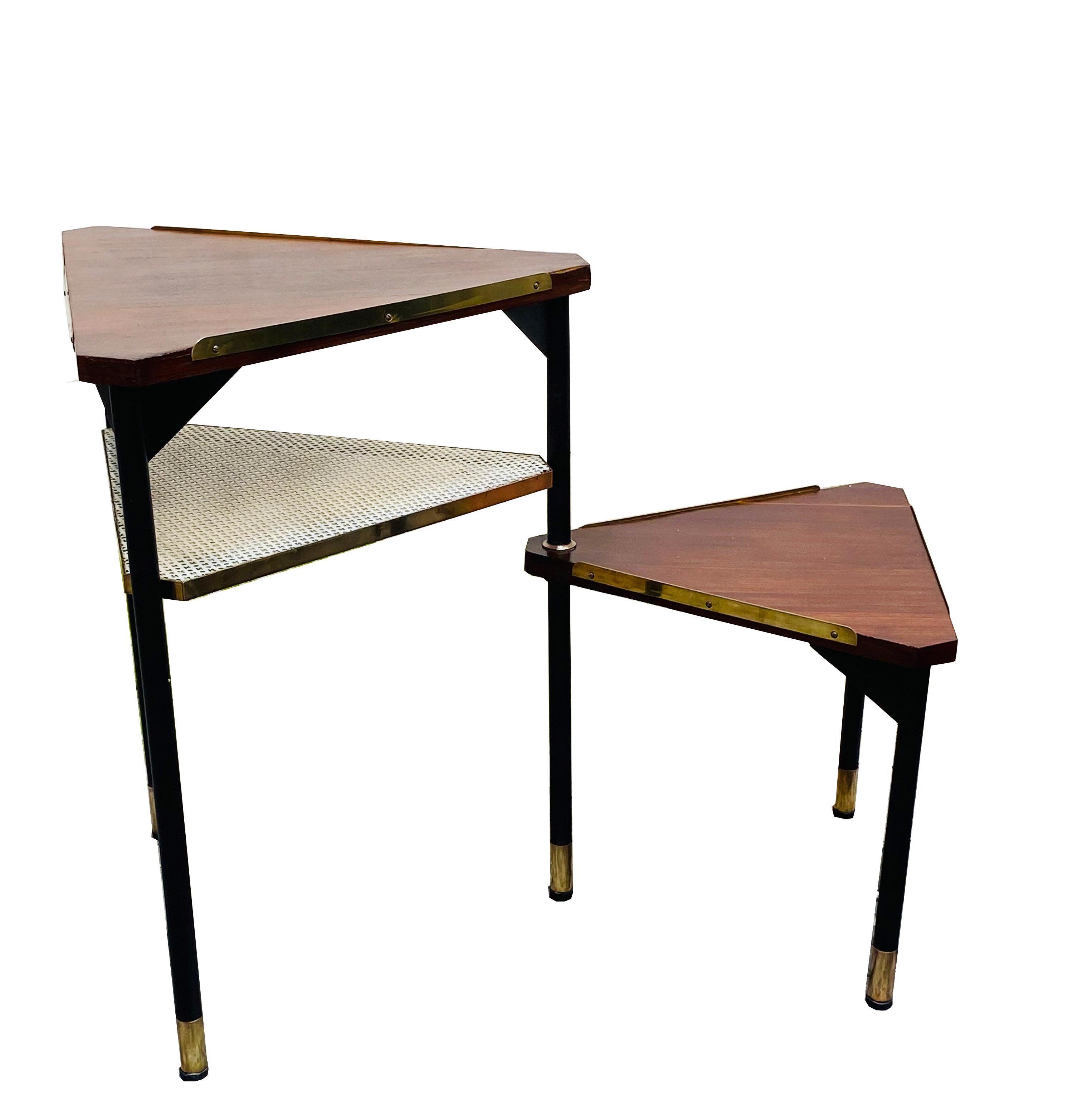 Italian Poul Jensen Style Triangular Rotating Side Table, Italy, 1960s