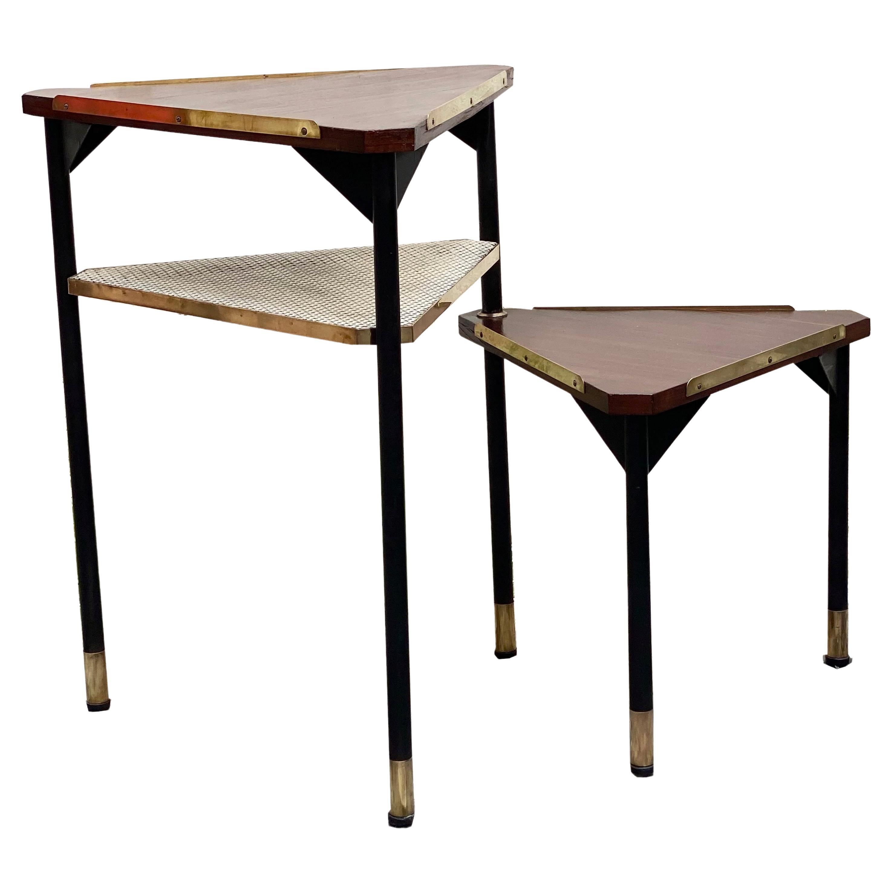 Poul Jensen Style Triangular Rotating Side Table, Italy, 1960s