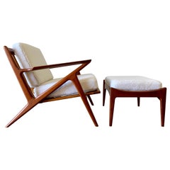 Poul Jensen "Z" Lounge Chair and Ottoman in Teddy Fur