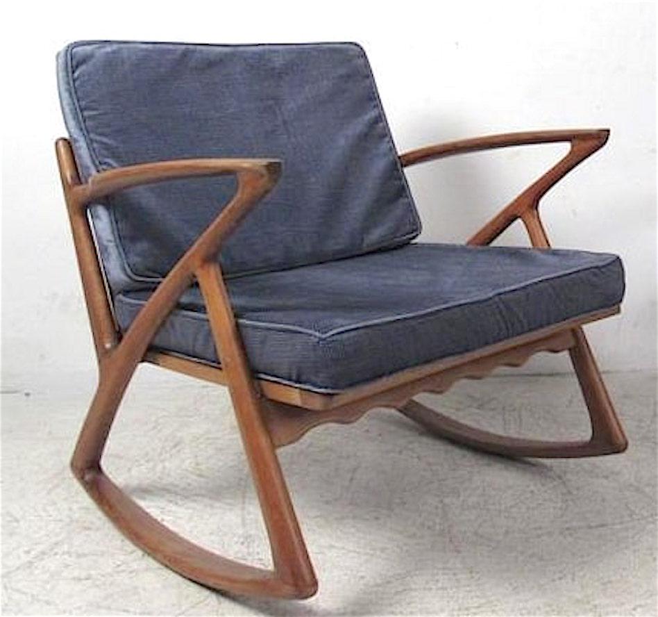 Mid-century modern rocker featuring sculpted frame with 