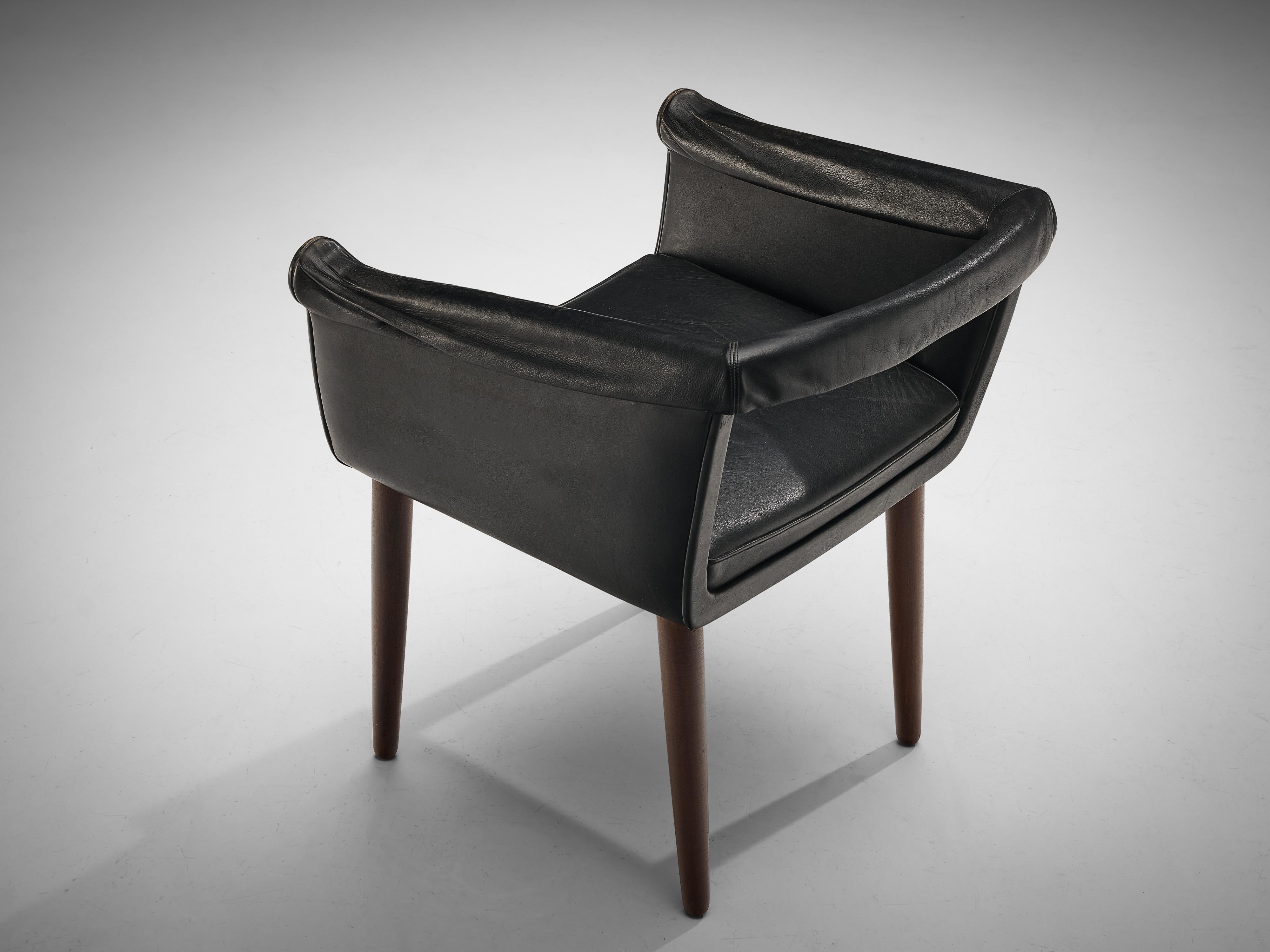 Mid-20th Century Poul Jessen for Viby Pair of Armchairs in Black Leather