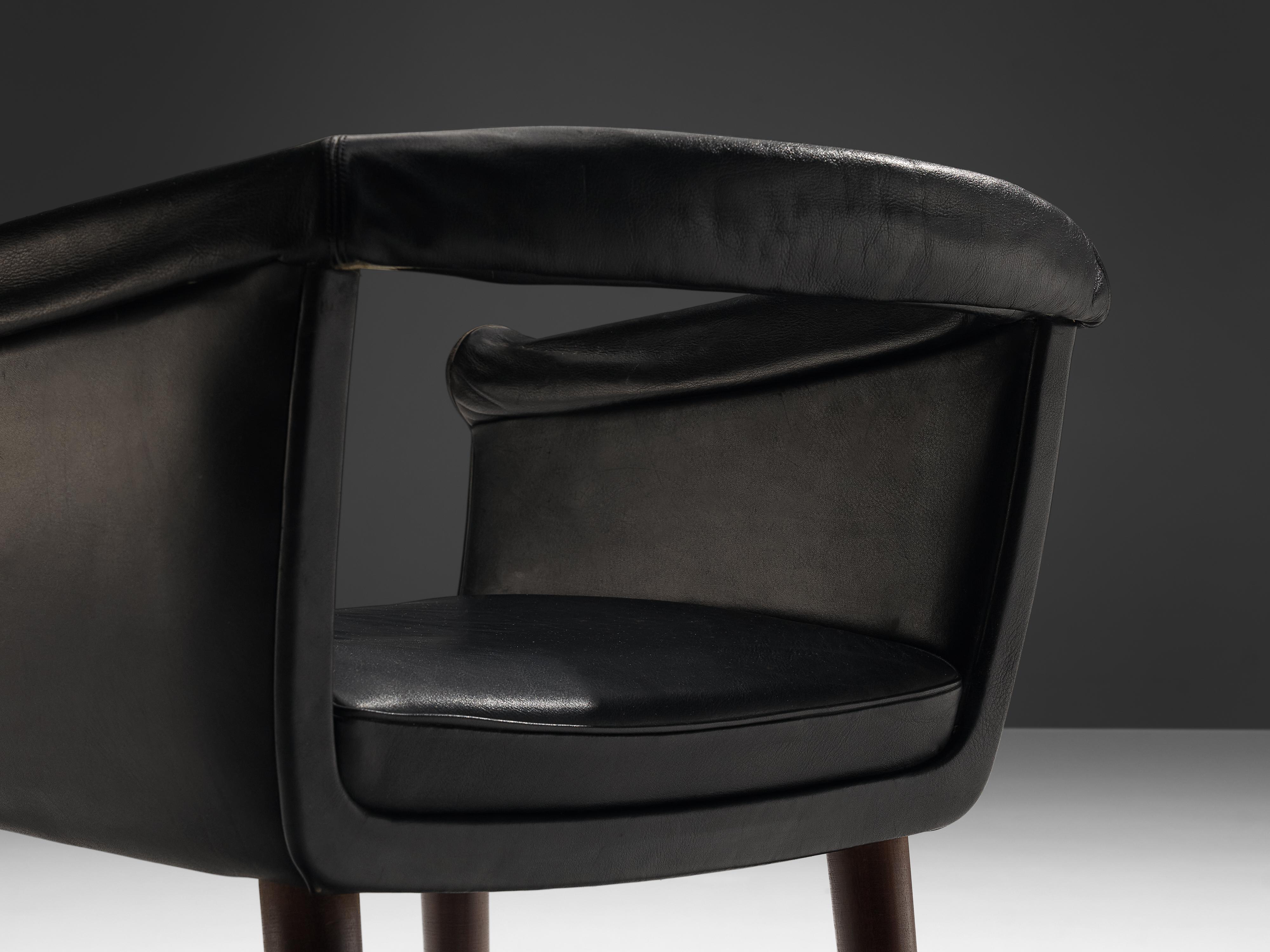 Poul Jessen for Viby Pair of Armchairs in Black Leather 1