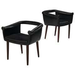 Poul Jessen for Viby Pair of Armchairs in Black Leather