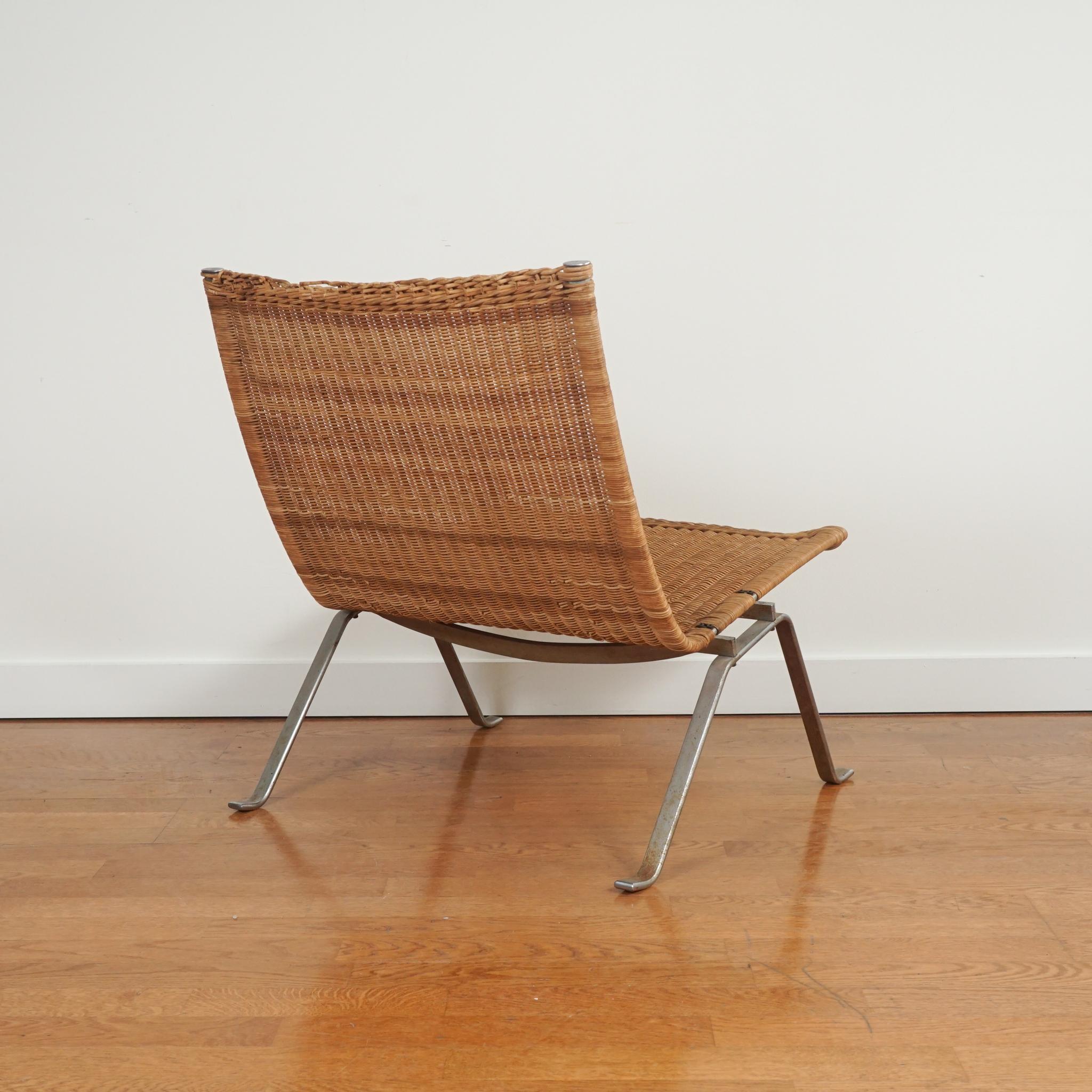 Danish Poul Kjaerhjolm PK 22 Wicker Lounge Chair For Sale