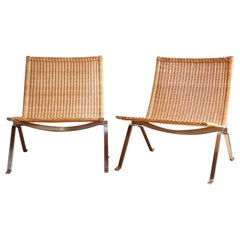 Fauteuils de salon en osier PK 22 Poul Kjaerhjolm