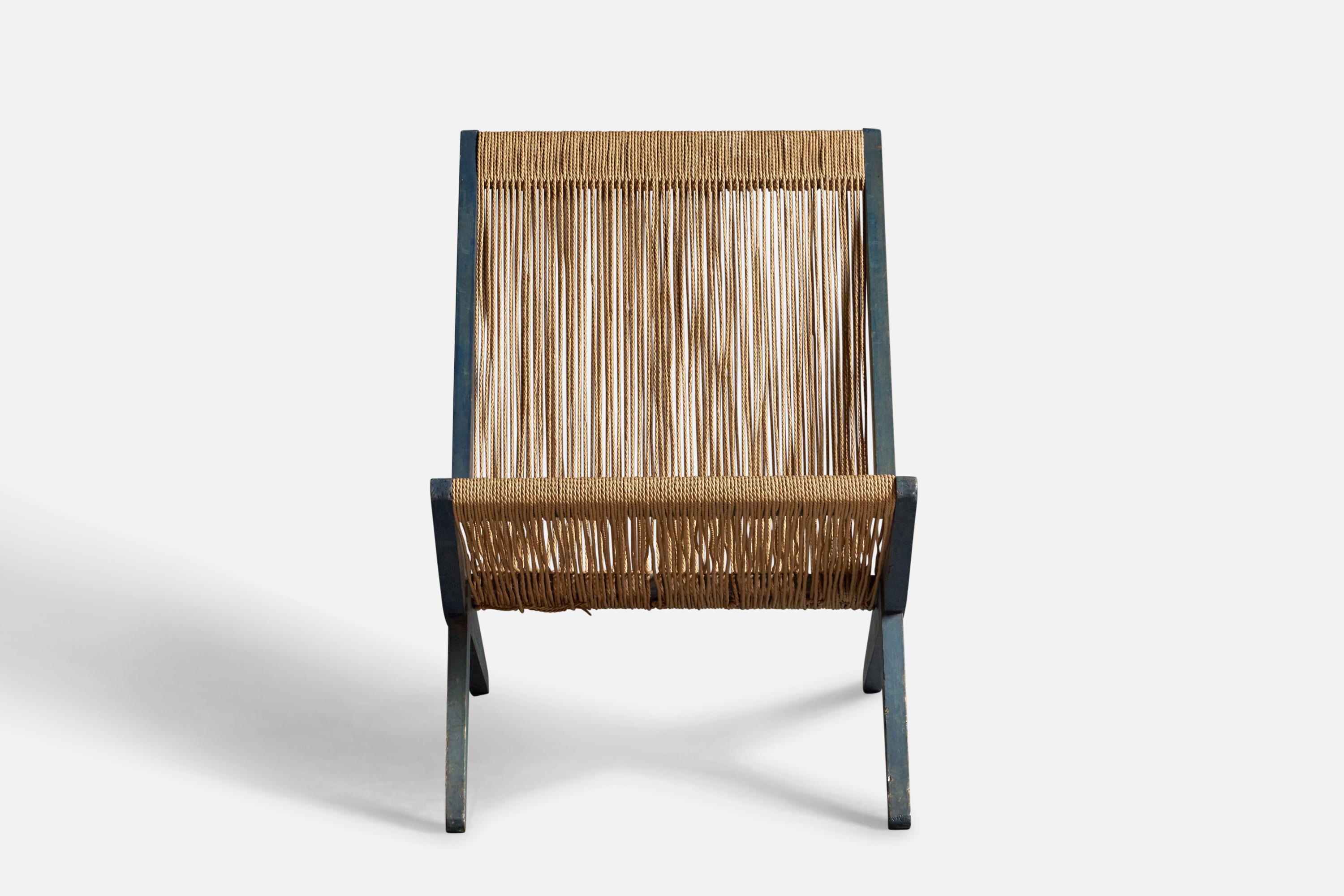 Poul Kjærholm Attribution, Lounge Chair, Pine, Papercord, Denmark, 1960s In Good Condition For Sale In High Point, NC