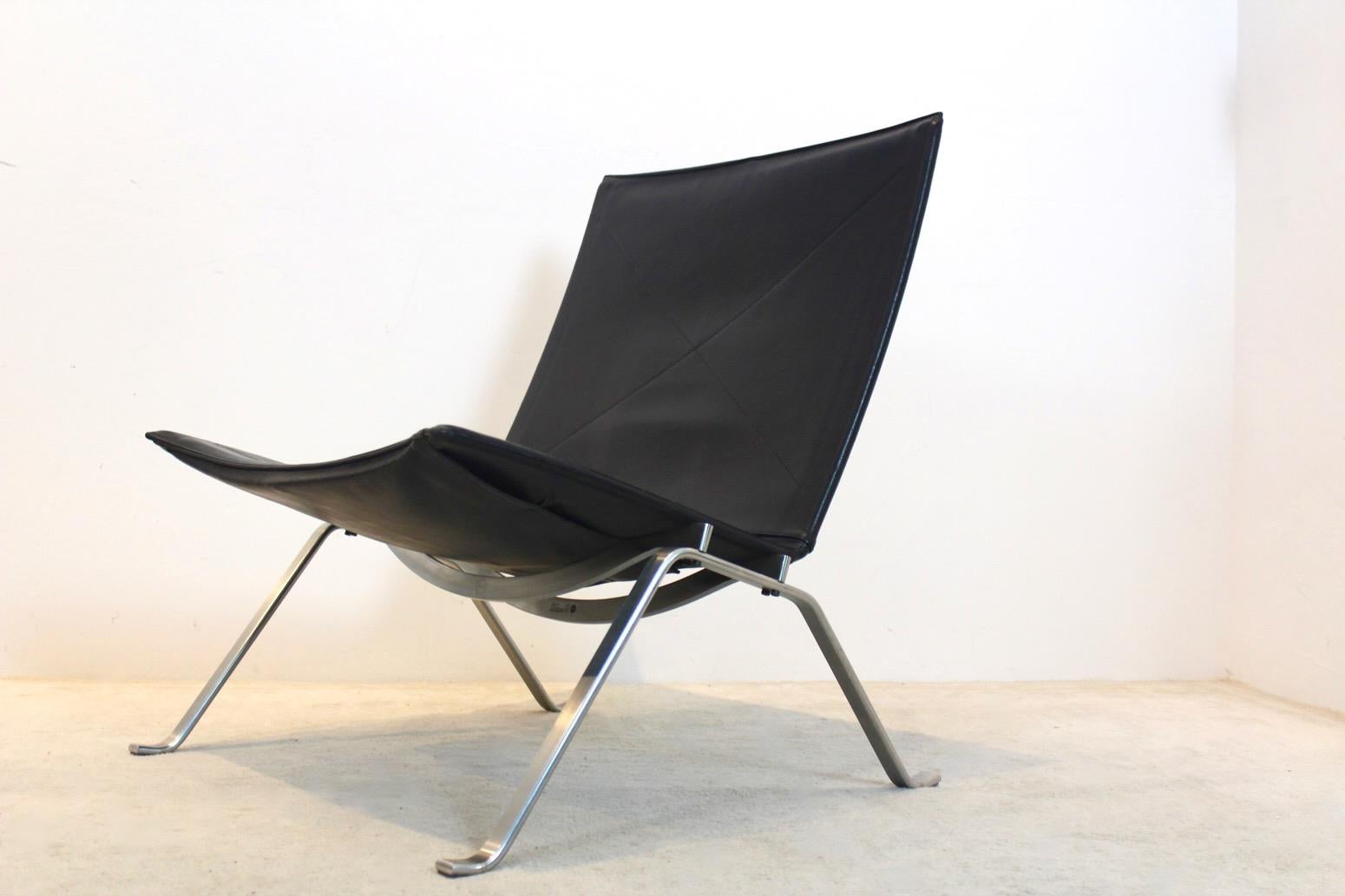20th Century Poul Kjærholm Black Leather PK22 Chair for Fritz Hansen