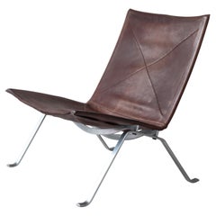 Poul Kjærholm Stuhl "PK-22" aus patiniertem Leder von E. Kold Christensen, 1960er Jahre