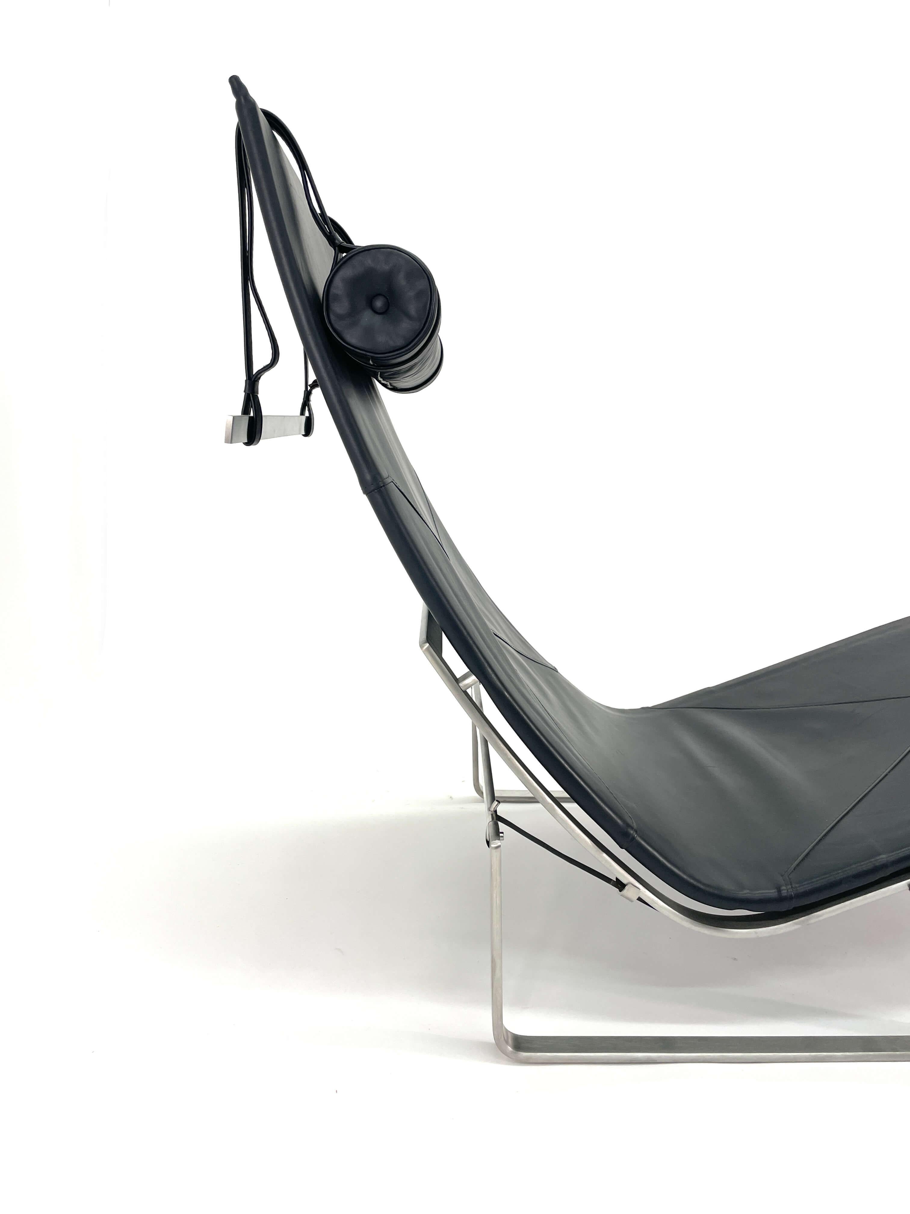 Steel Poul Kjaerholm Chaise Lounge Model PK24 for Fritz Hansen For Sale