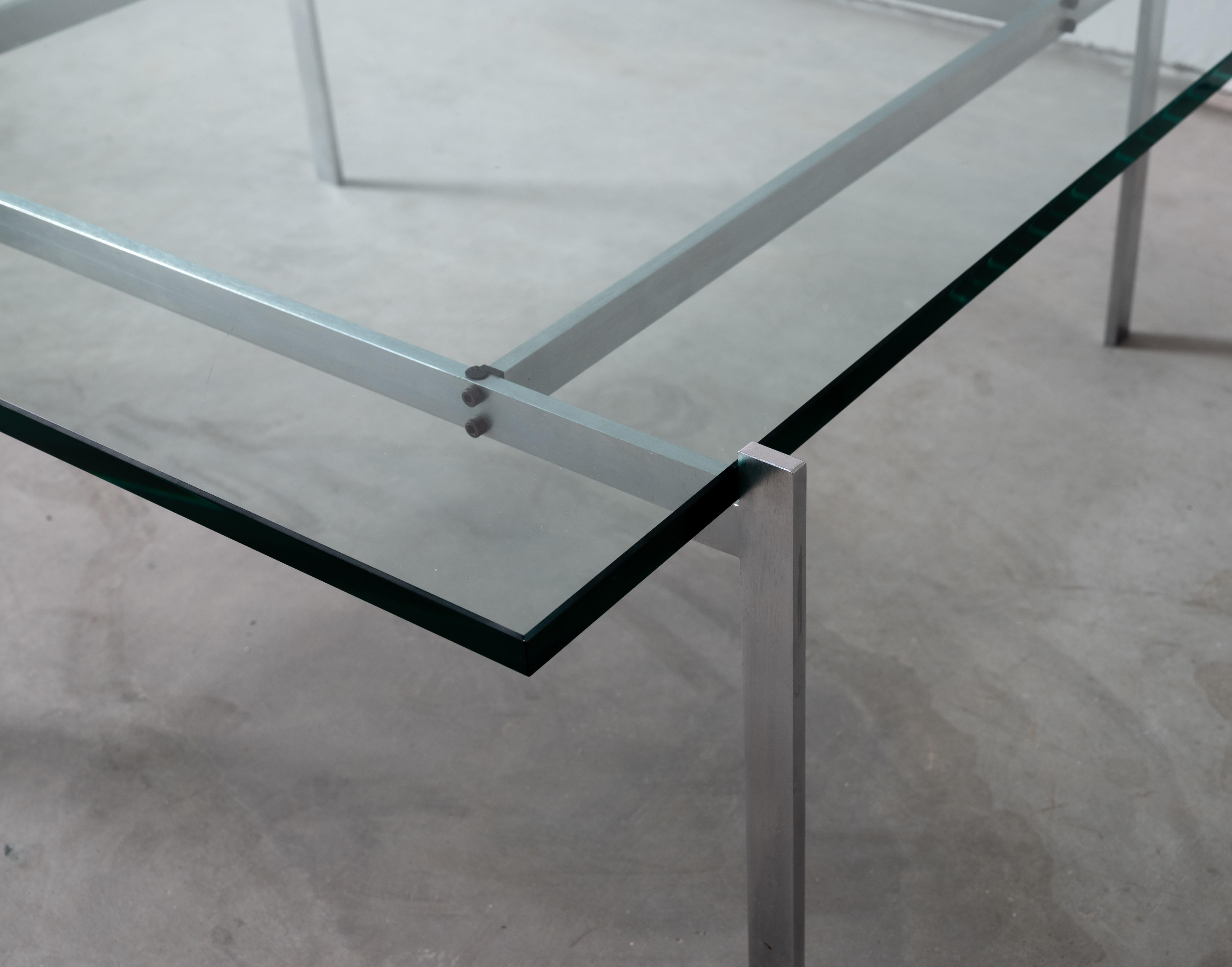 Danish Poul Kjaerholm, Coffee Table, Glass, Metal, E. Kold Christensen, Denmark, 1960s For Sale